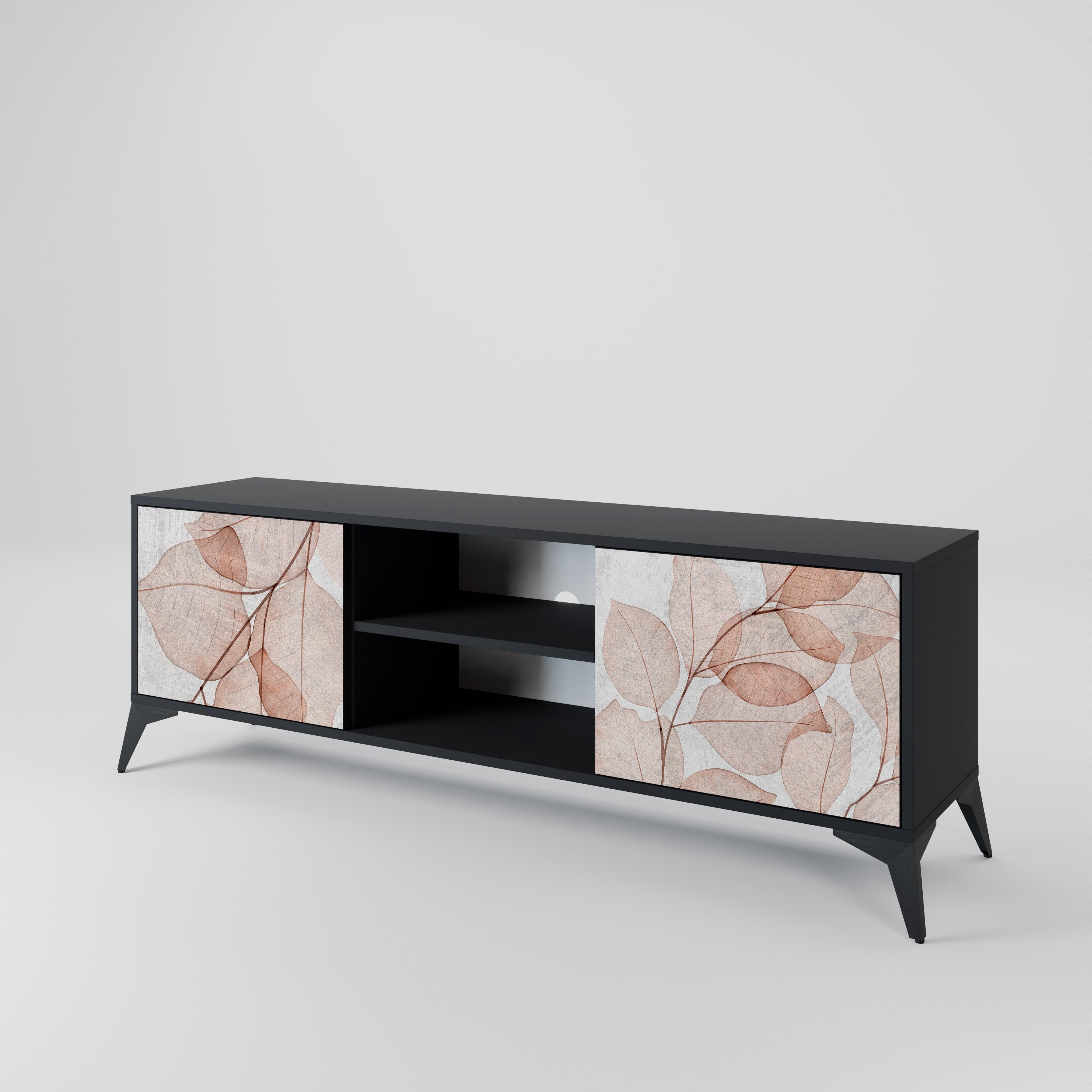Mueble de TV de 2 puertas AUTUMN FRAGILITY en acabado negro