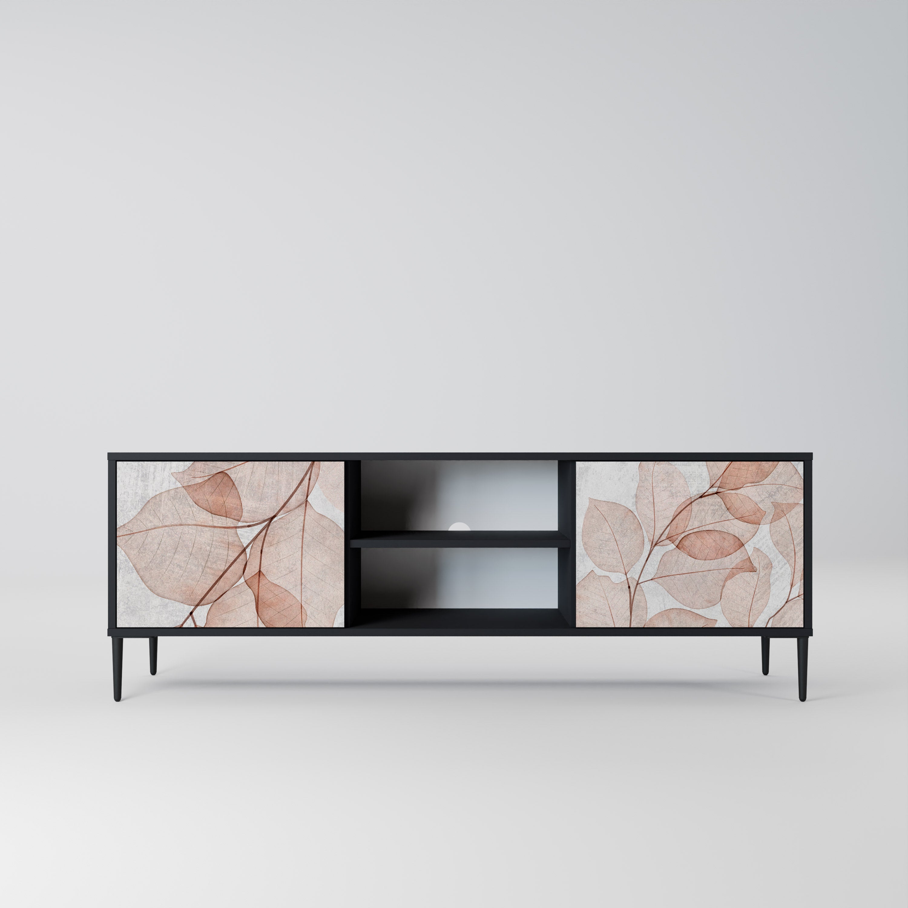 Mueble de TV de 2 puertas AUTUMN FRAGILITY en acabado negro