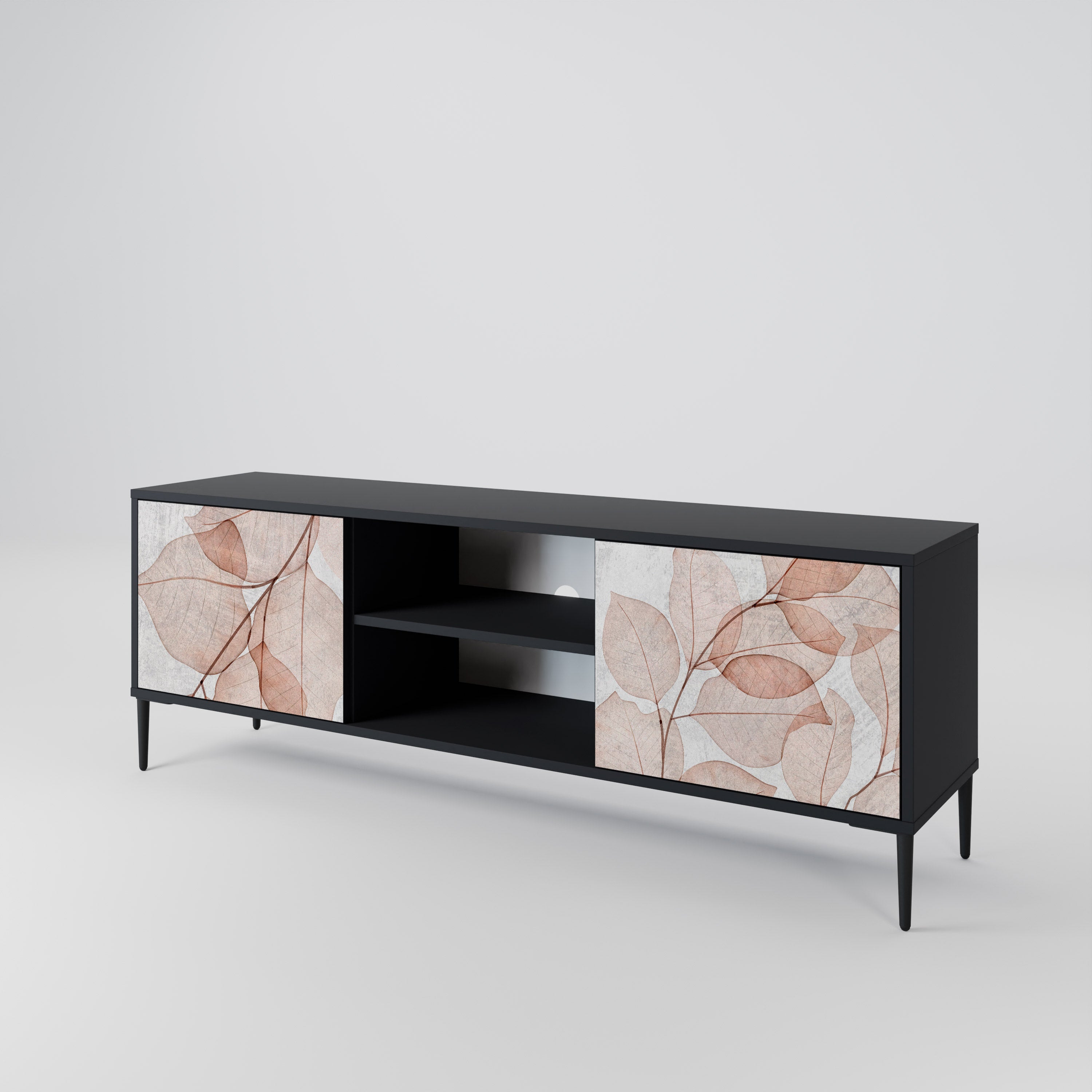 Mueble de TV de 2 puertas AUTUMN FRAGILITY en acabado negro