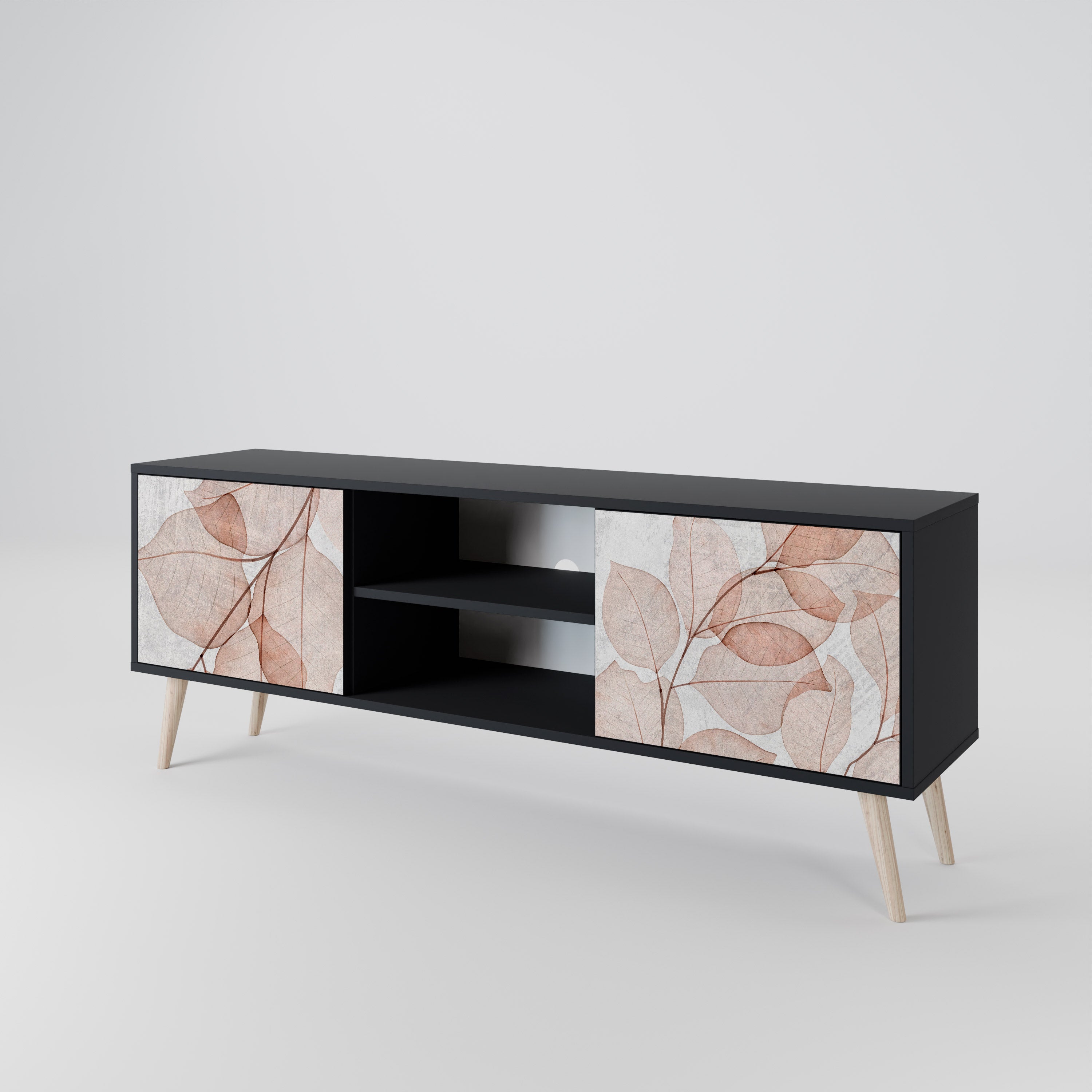Mueble de TV de 2 puertas AUTUMN FRAGILITY en acabado negro