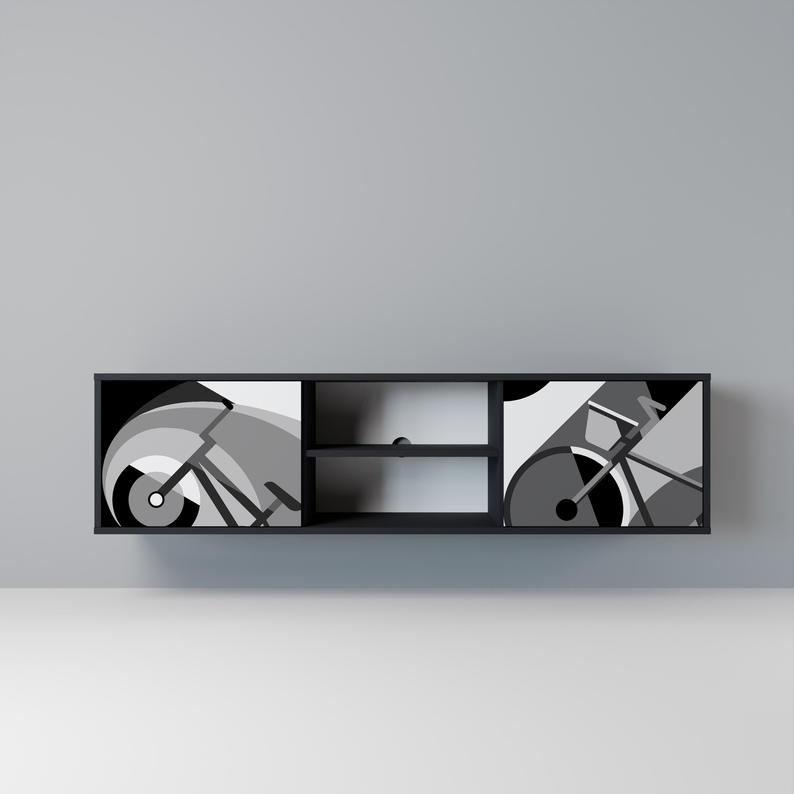 Mueble de TV BIKE ENERGY de 2 puertas con acabado negro