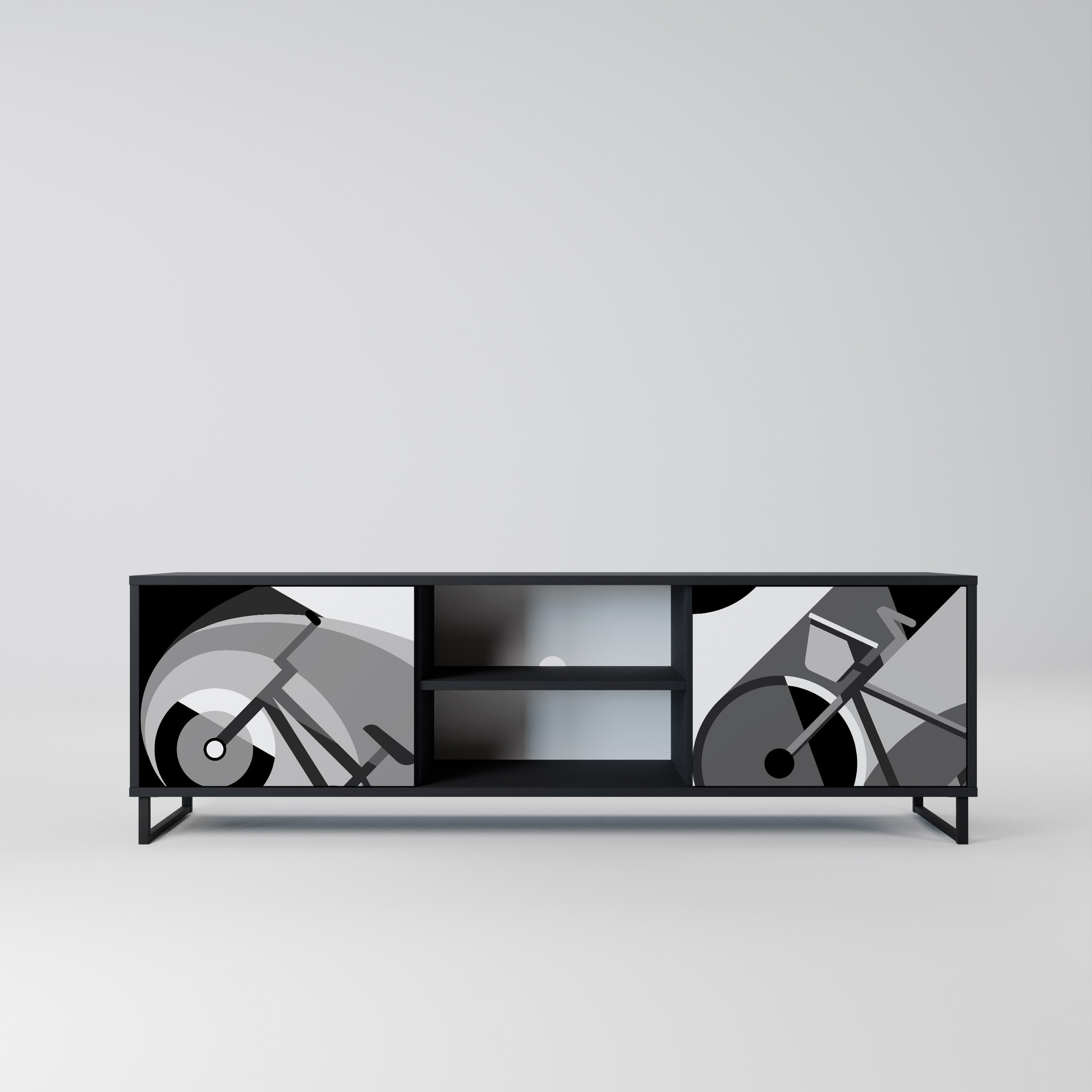Mueble de TV BIKE ENERGY de 2 puertas con acabado negro