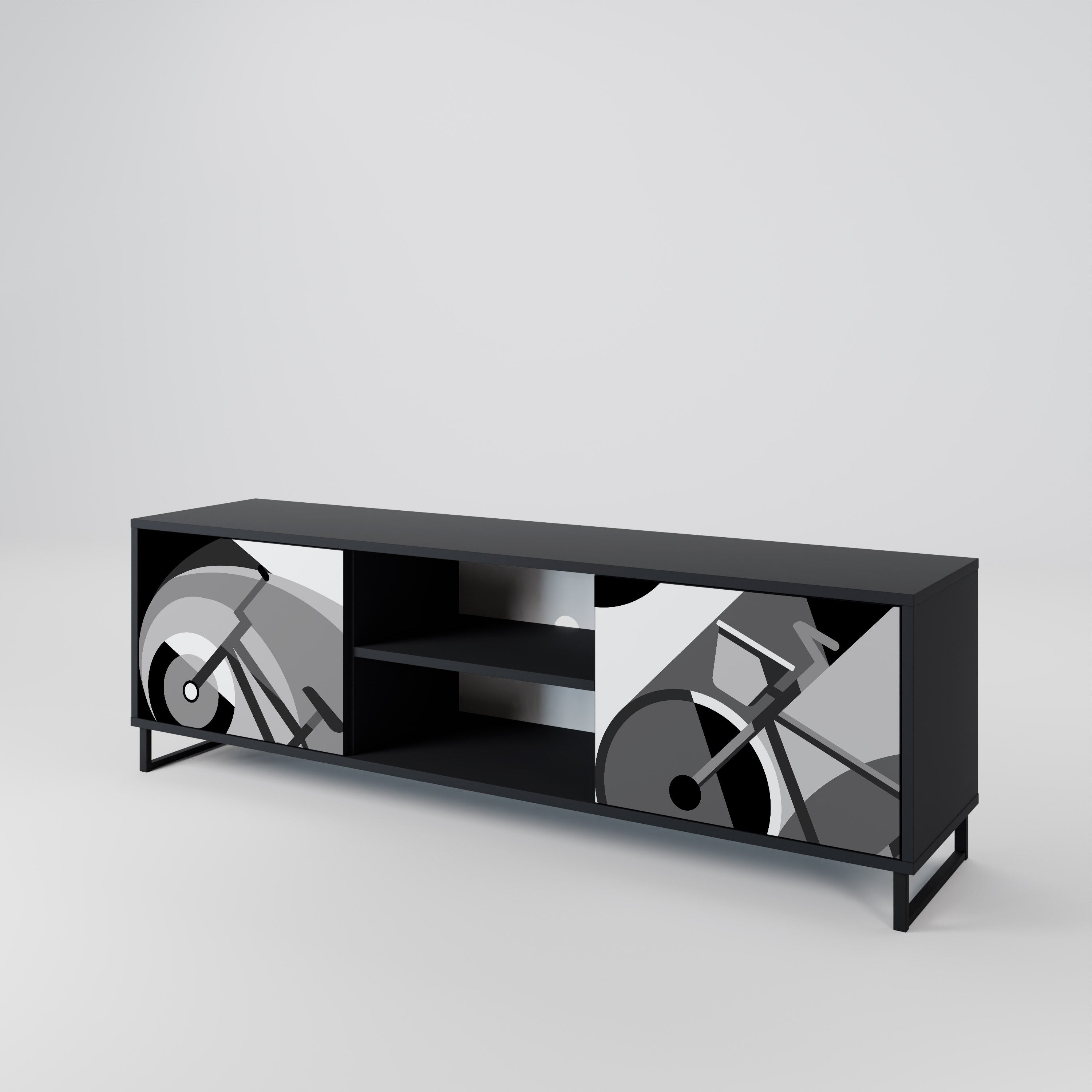 Mueble de TV BIKE ENERGY de 2 puertas con acabado negro