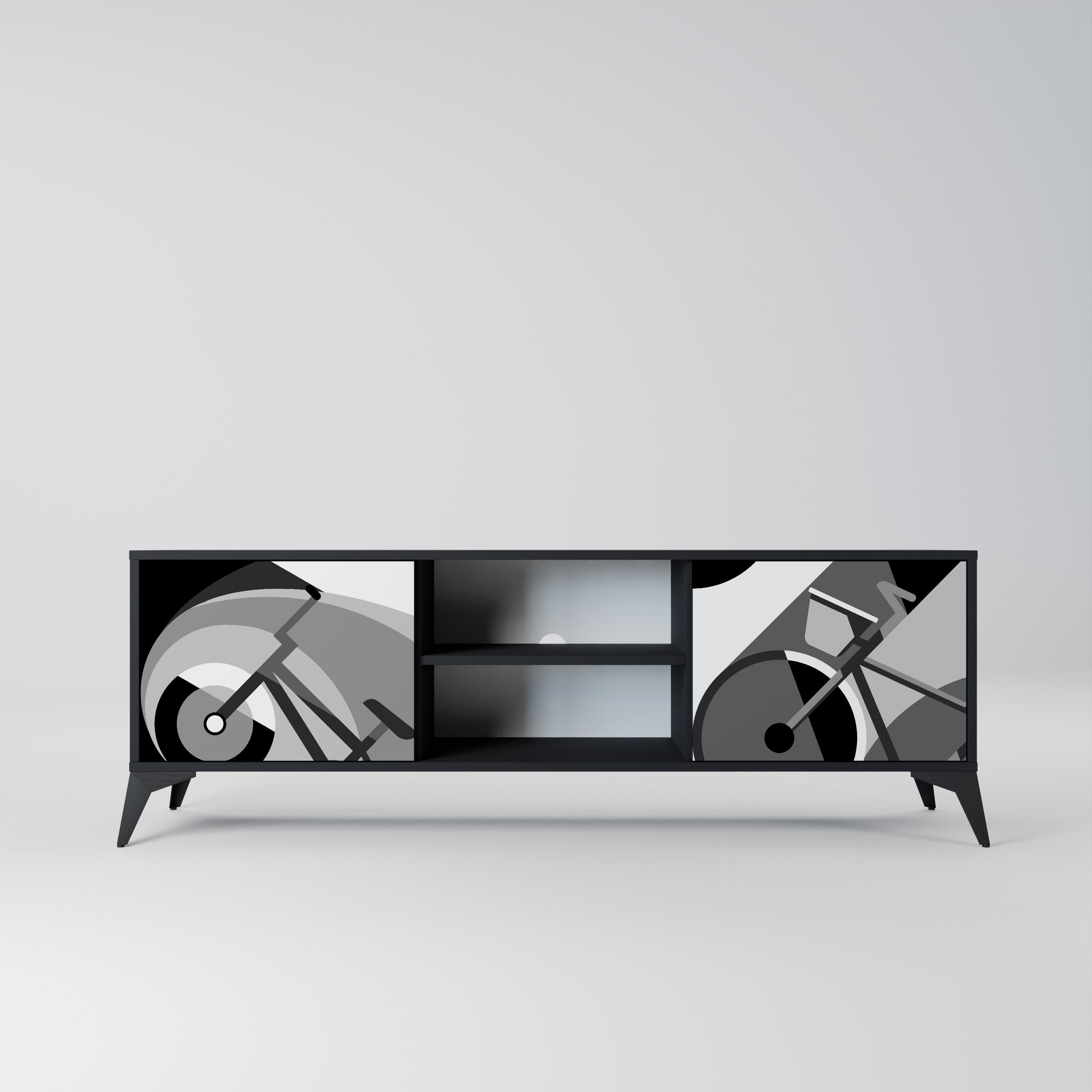 Mueble de TV BIKE ENERGY de 2 puertas con acabado negro