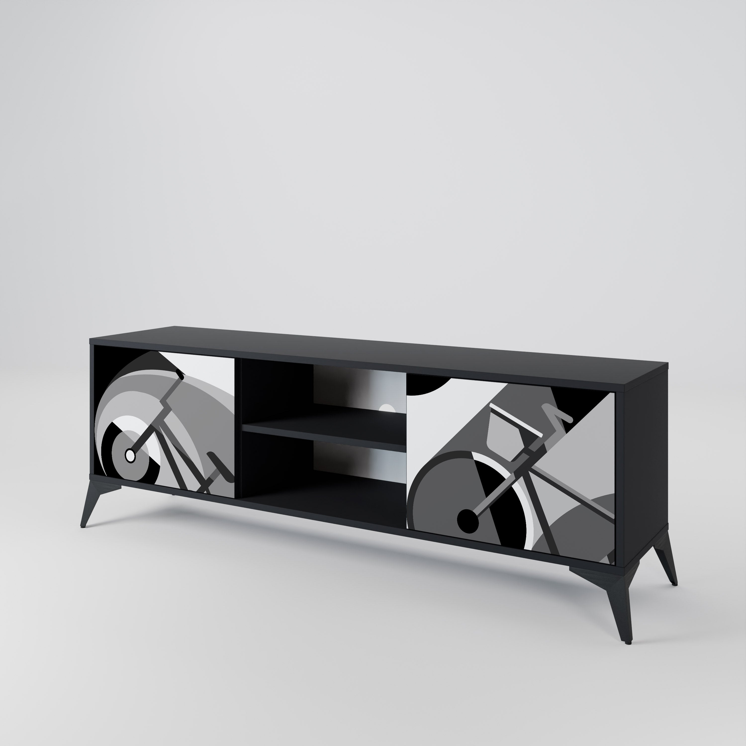 Mueble de TV BIKE ENERGY de 2 puertas con acabado negro
