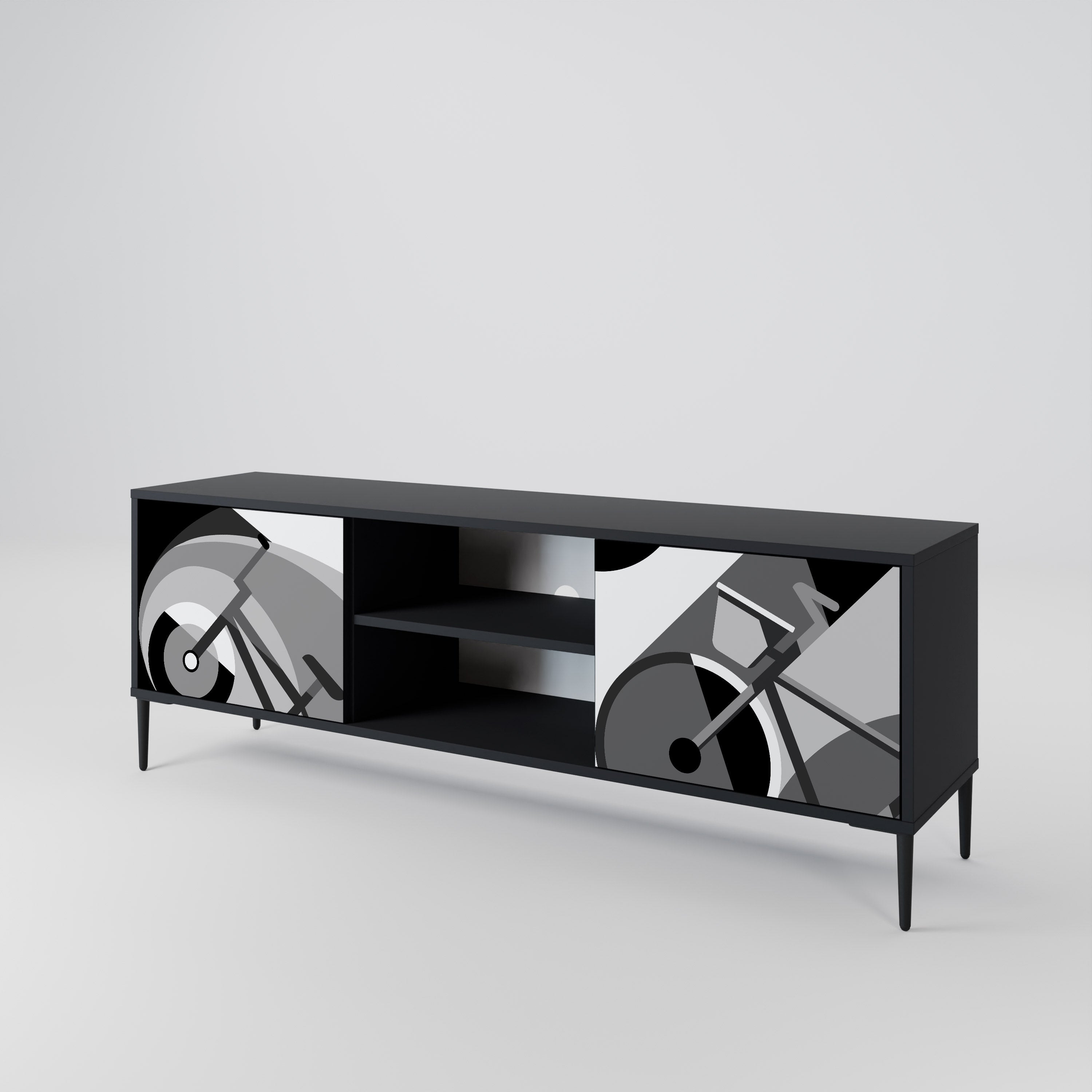 Mueble de TV BIKE ENERGY de 2 puertas con acabado negro