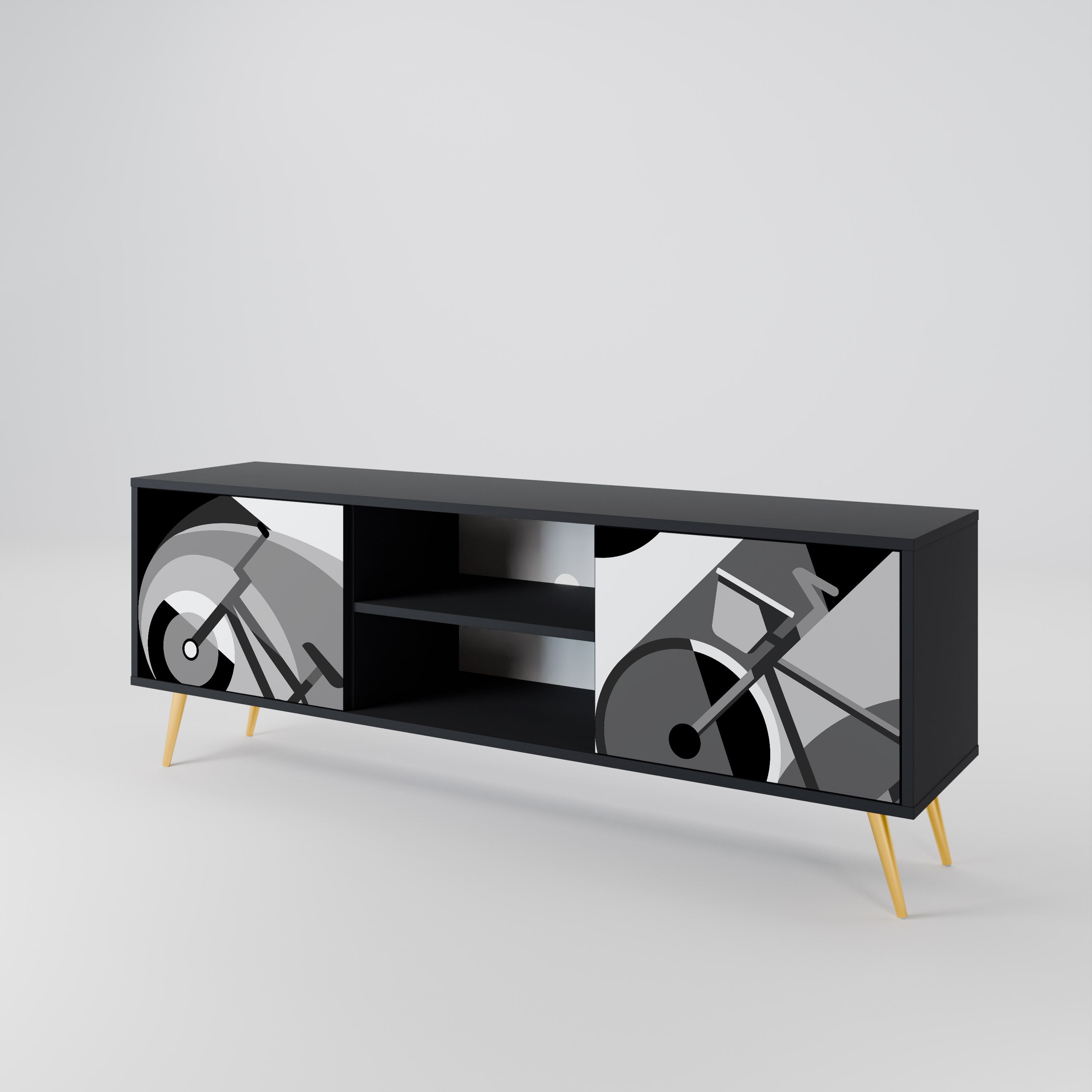 Mueble de TV BIKE ENERGY de 2 puertas con acabado negro