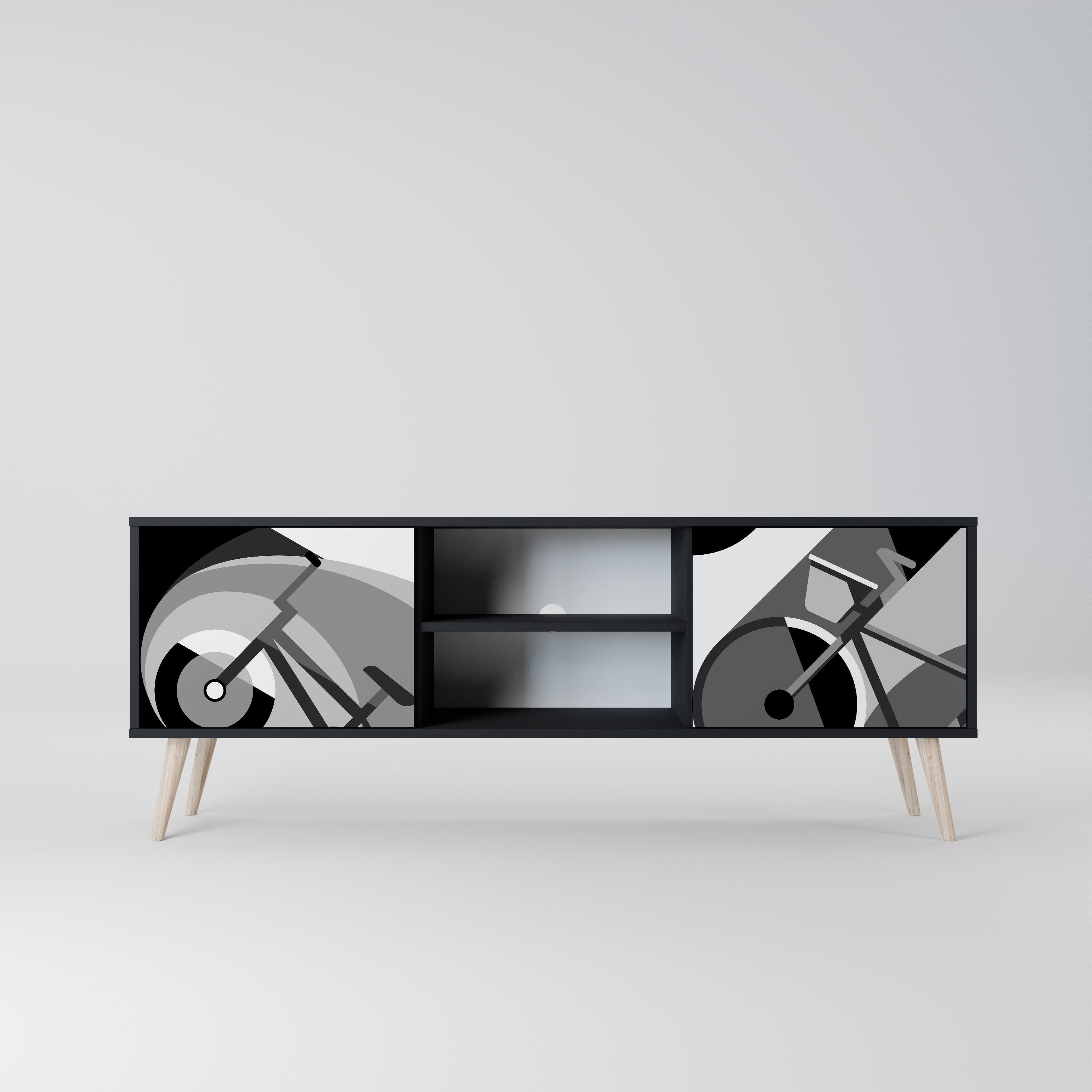 Mueble de TV BIKE ENERGY de 2 puertas con acabado negro