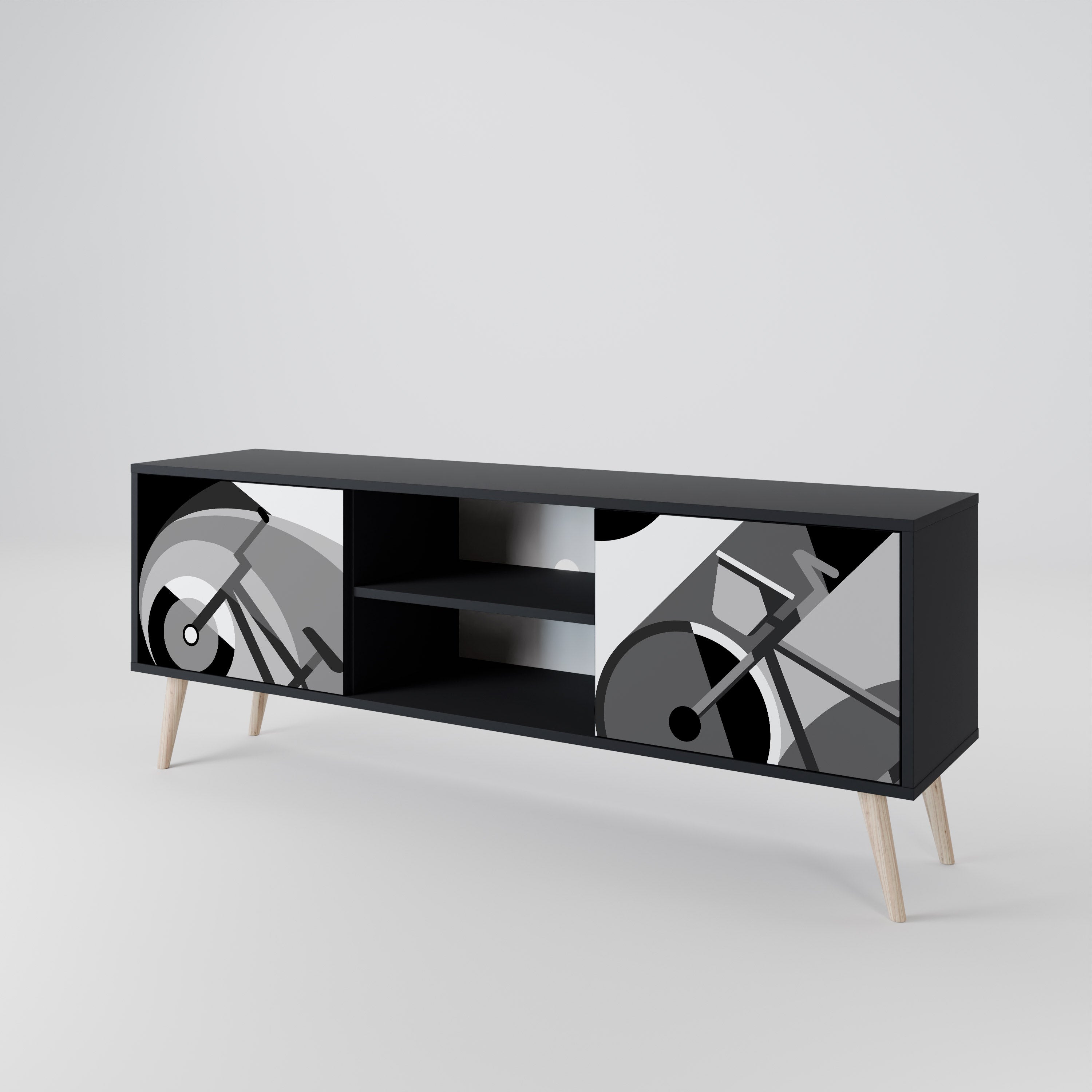 Mueble de TV BIKE ENERGY de 2 puertas con acabado negro