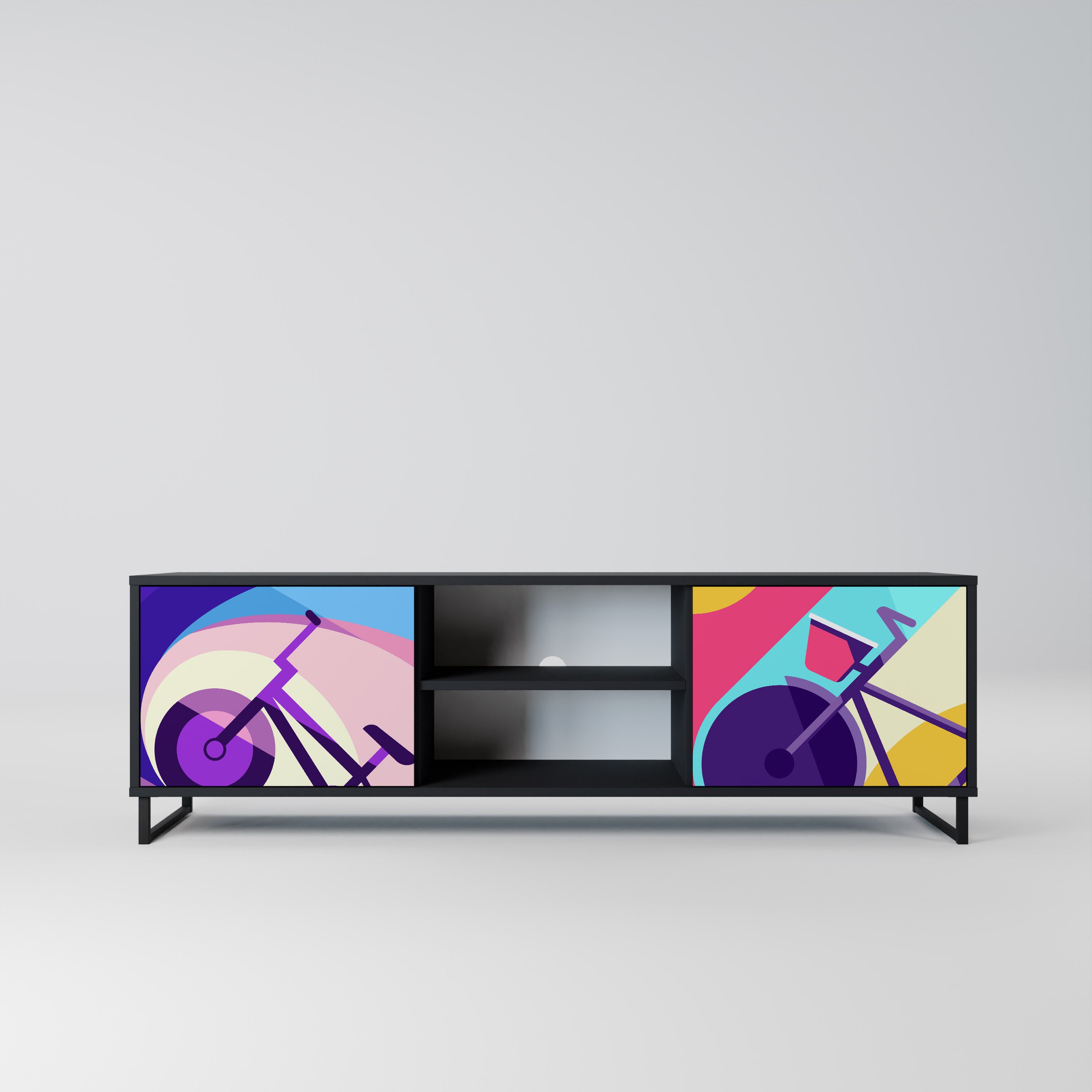 Mueble de TV de 2 puertas BIKE DREAMS con acabado negro