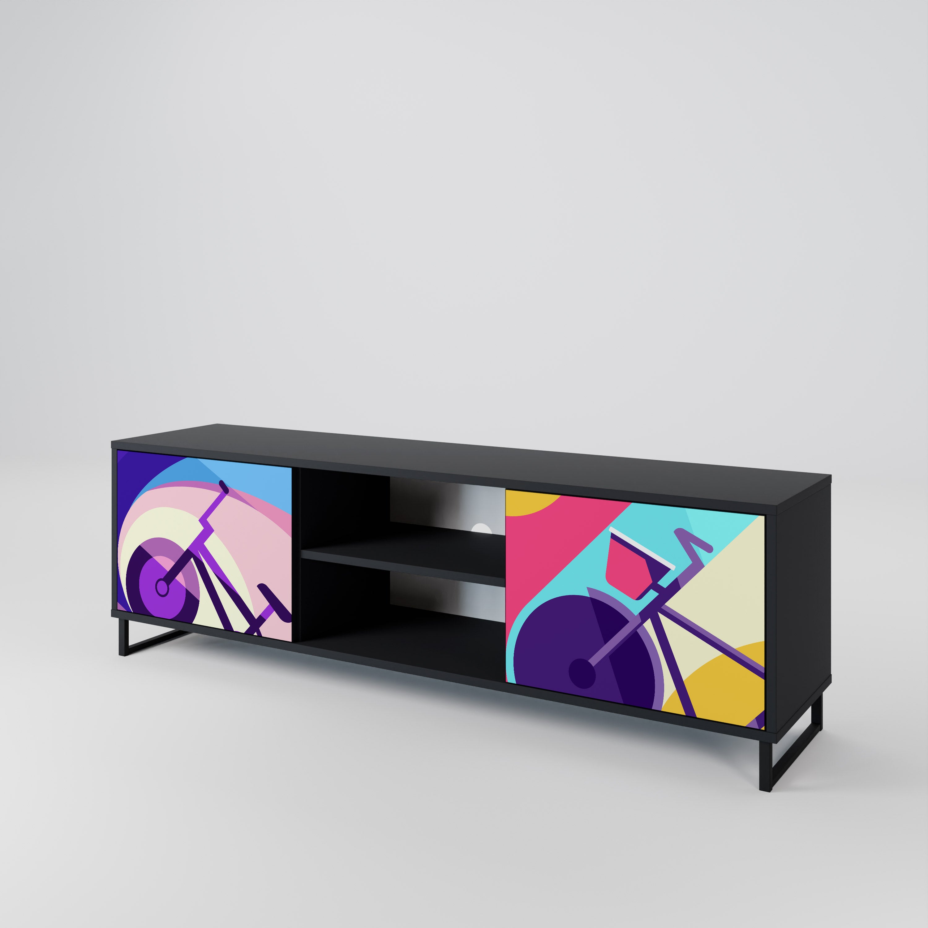 Mueble de TV de 2 puertas BIKE DREAMS con acabado negro