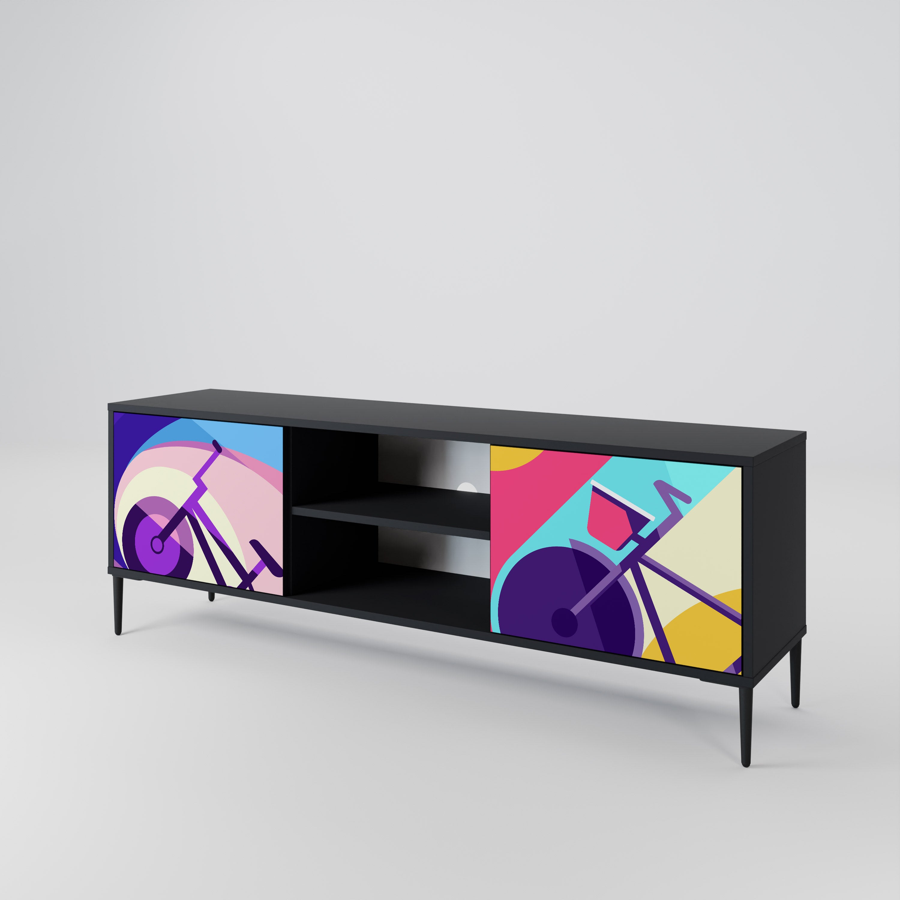 Mueble de TV de 2 puertas BIKE DREAMS con acabado negro