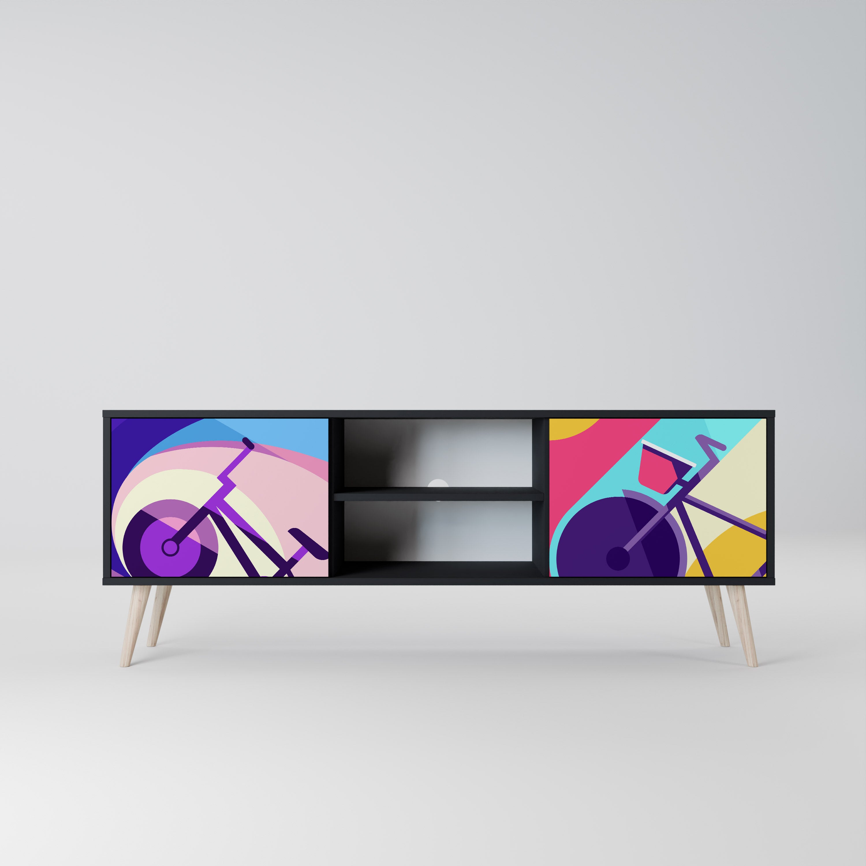 Mueble de TV de 2 puertas BIKE DREAMS con acabado negro
