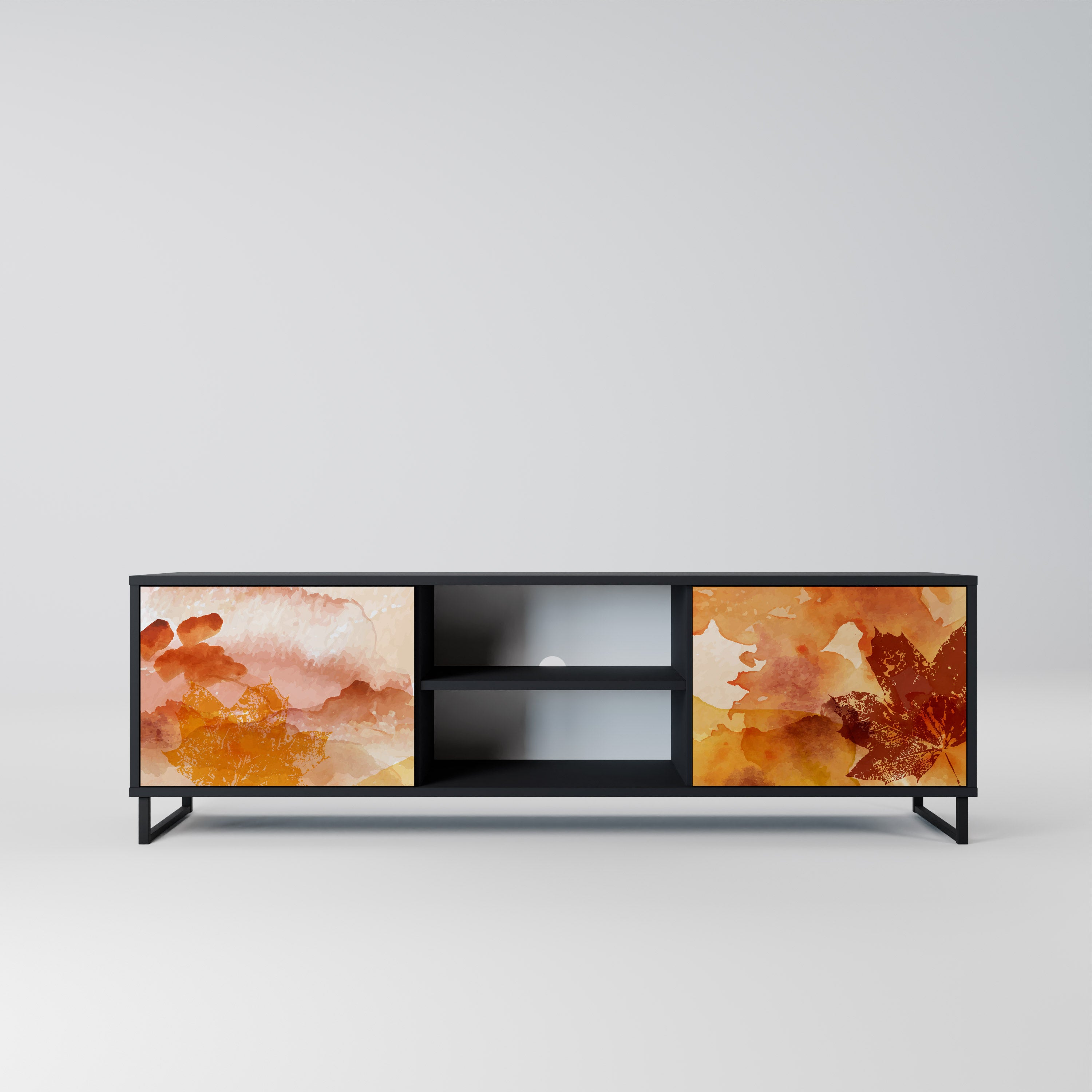 Mueble de TV de 2 puertas TRACES OF AUTUMN en acabado negro