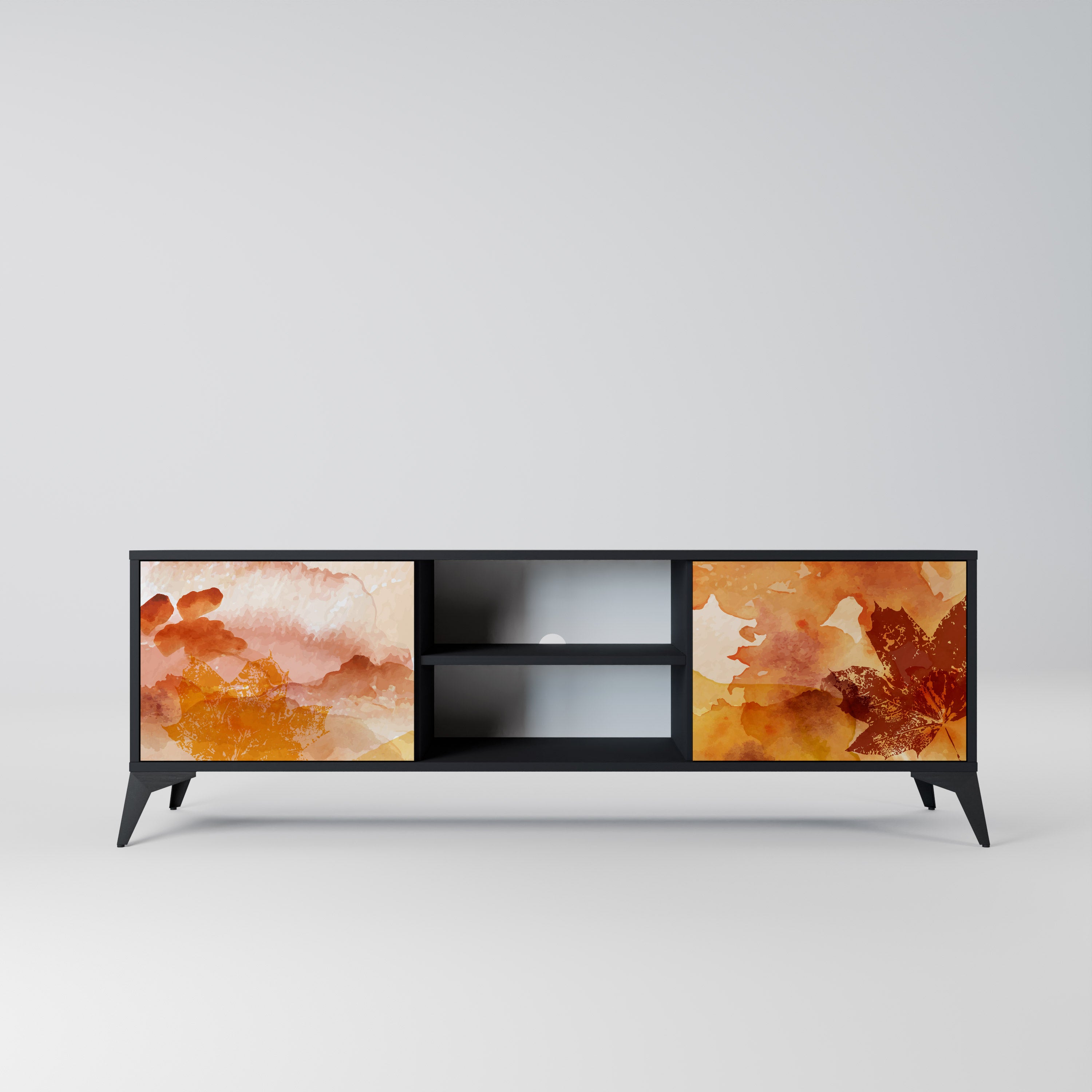 Mueble de TV de 2 puertas TRACES OF AUTUMN en acabado negro