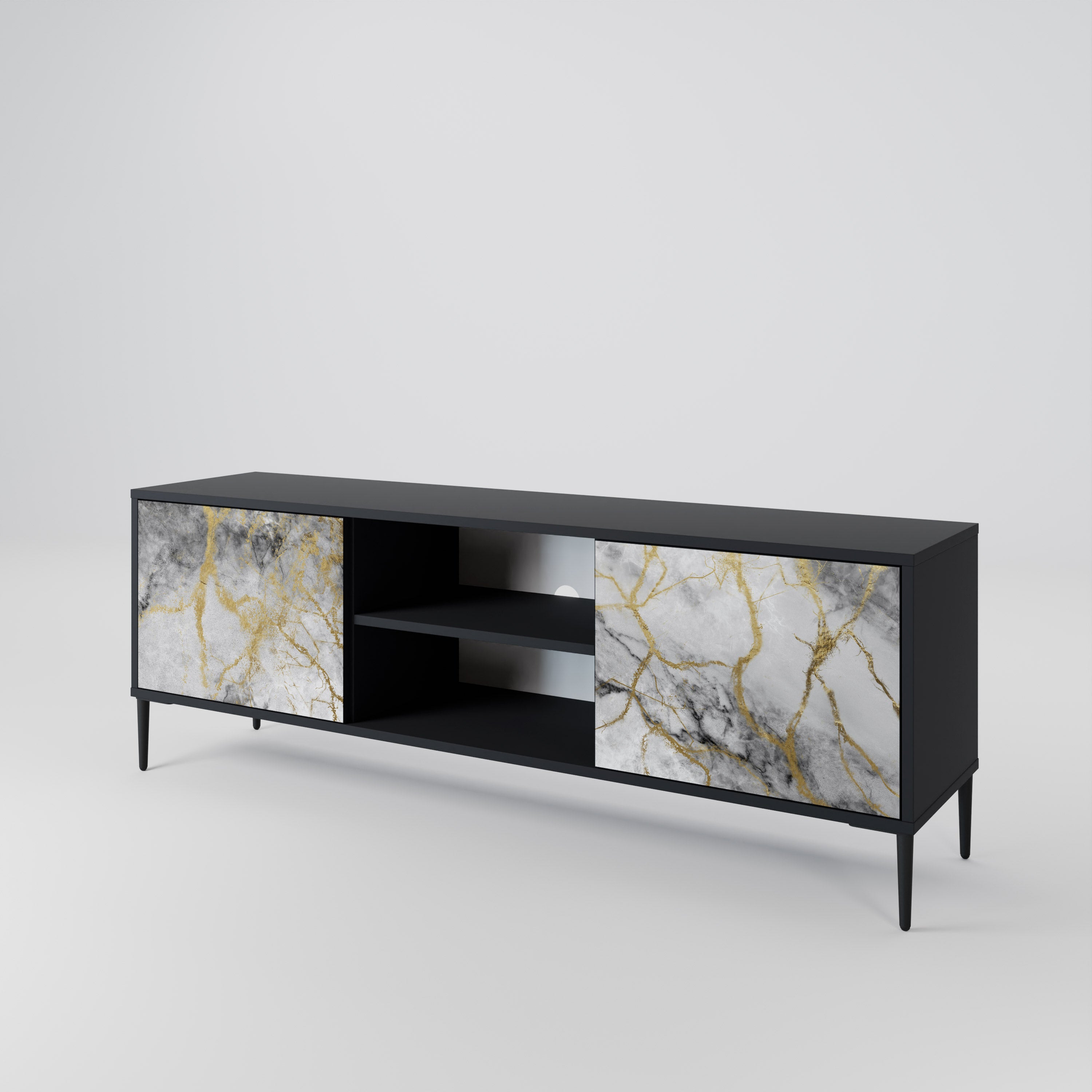 Mueble de TV TIMELESS GLIDE de 2 puertas con acabado negro
