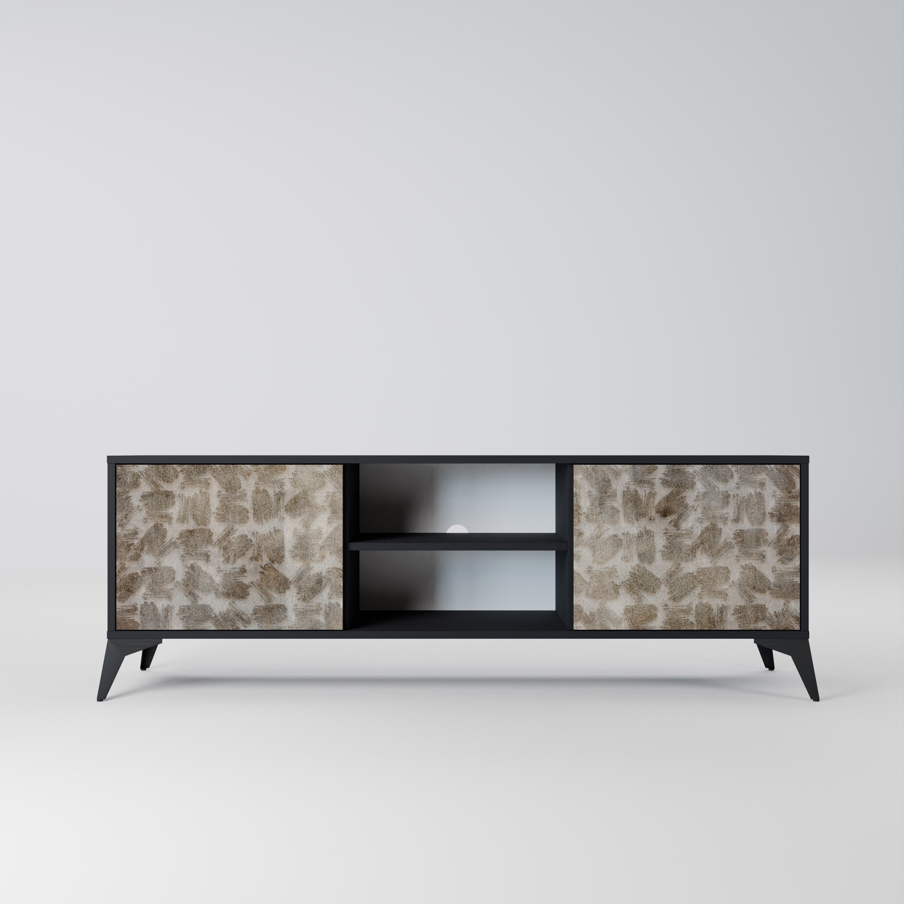 Mueble para TV de 2 puertas SLIGHTLY BLURRED con acabado negro