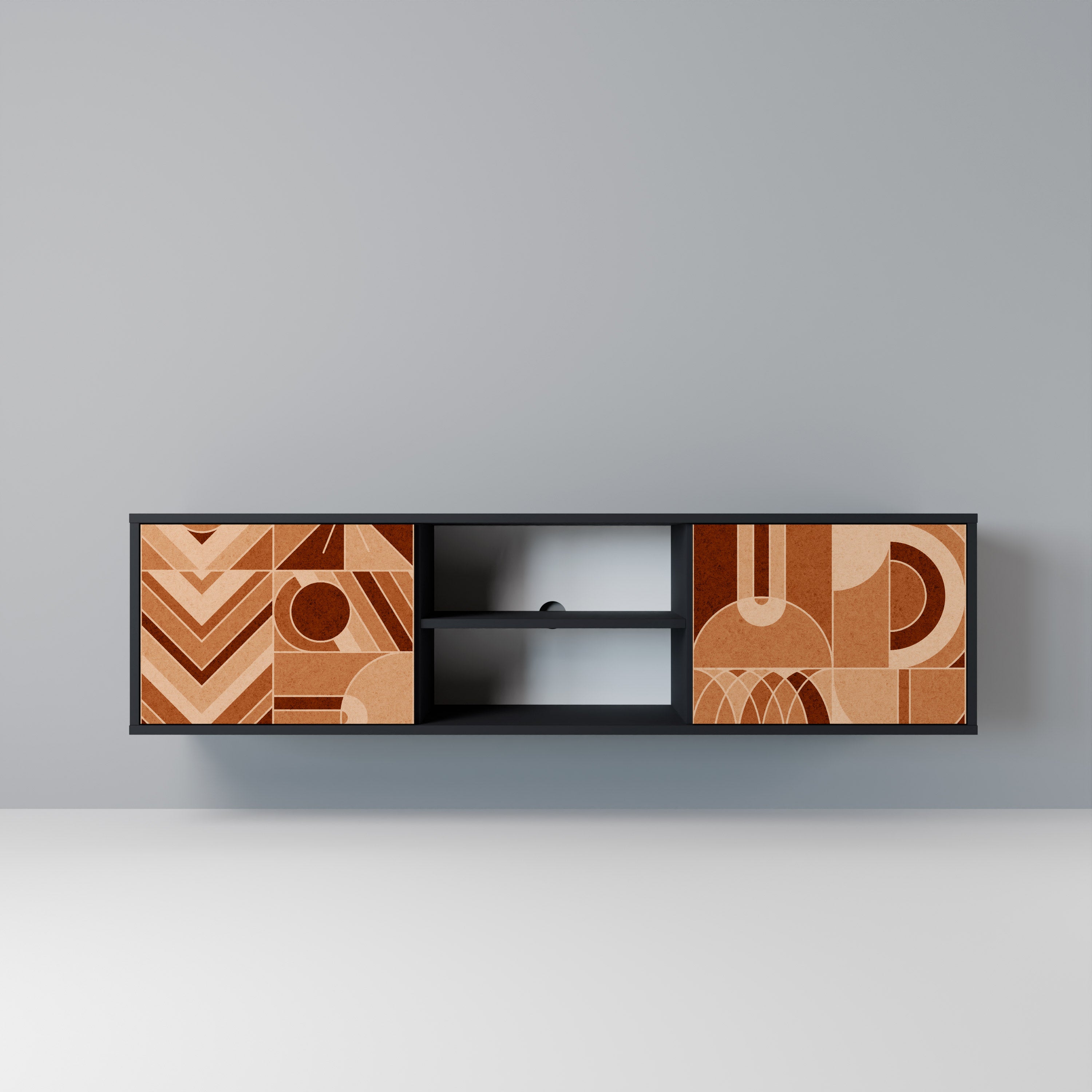 Mueble de TV PRISM MOSAIC de 2 puertas con acabado negro