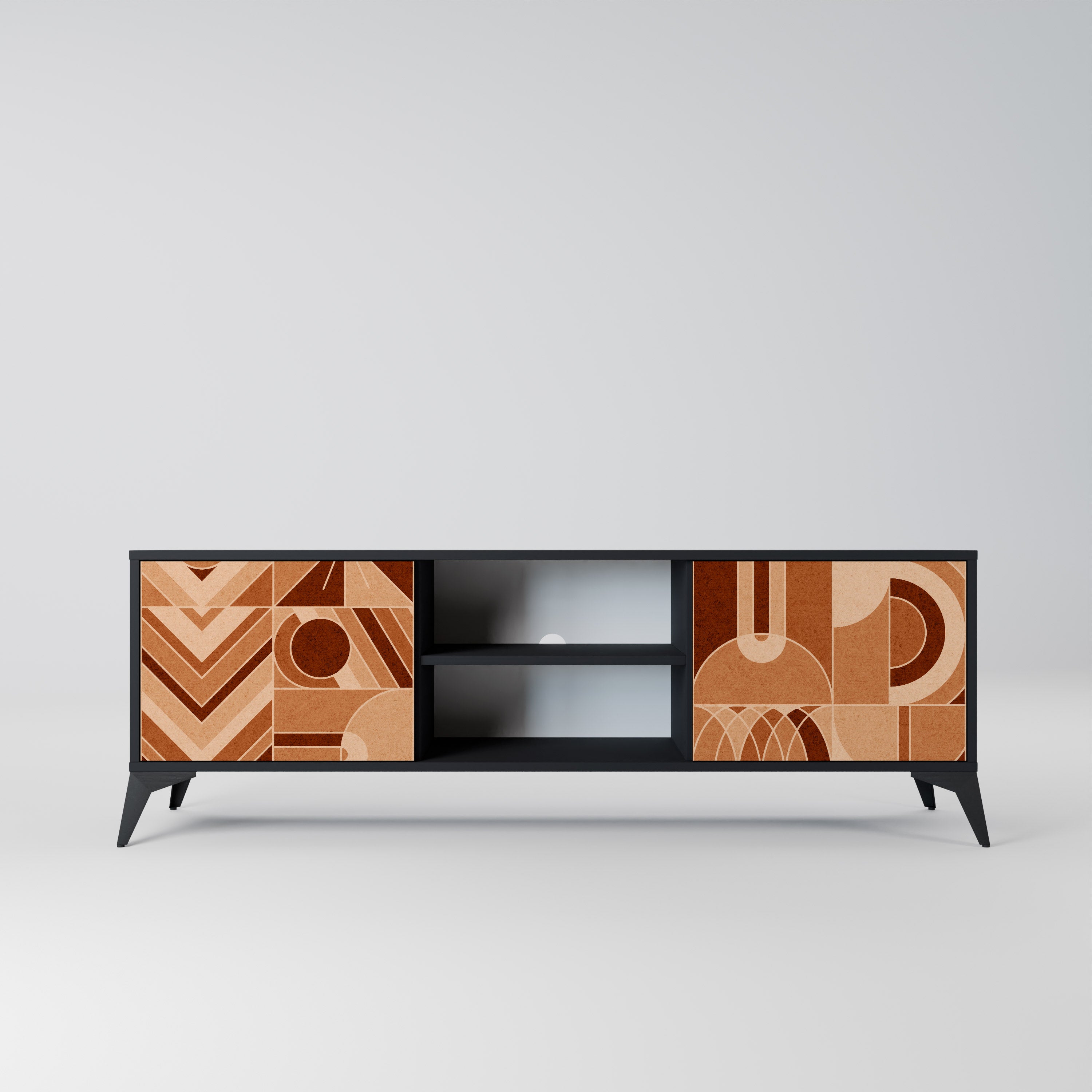 Mueble de TV PRISM MOSAIC de 2 puertas con acabado negro