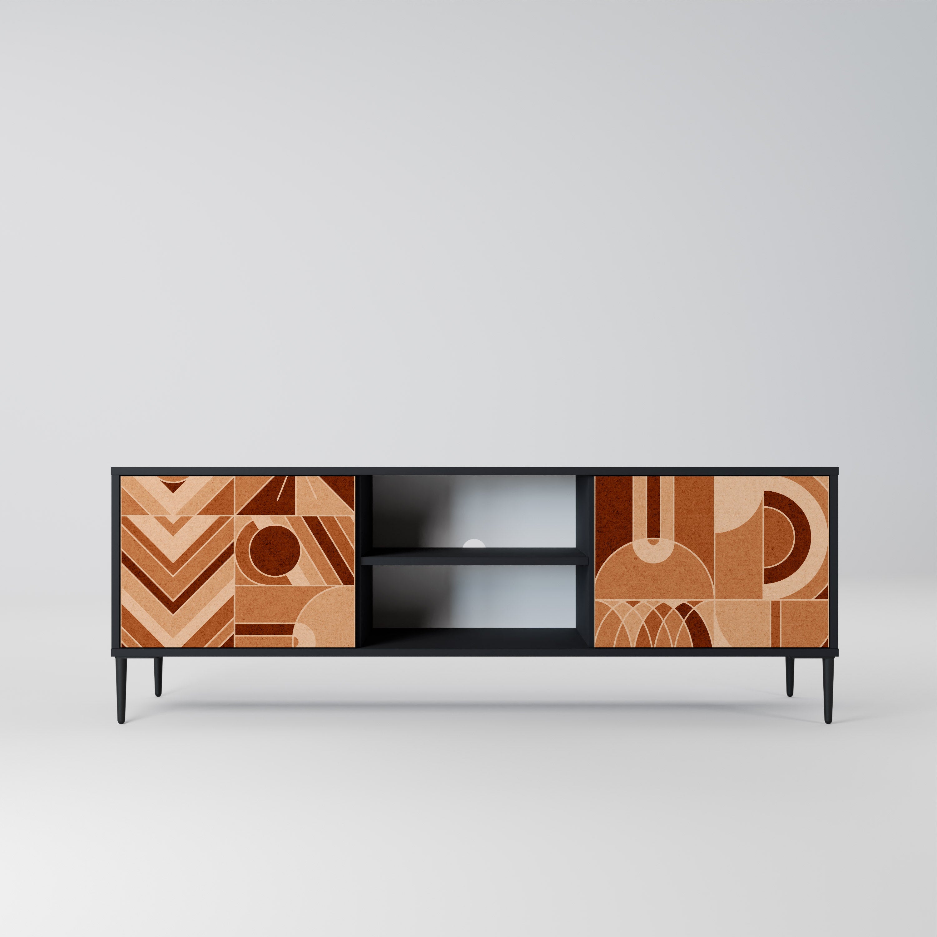 Mueble de TV PRISM MOSAIC de 2 puertas con acabado negro