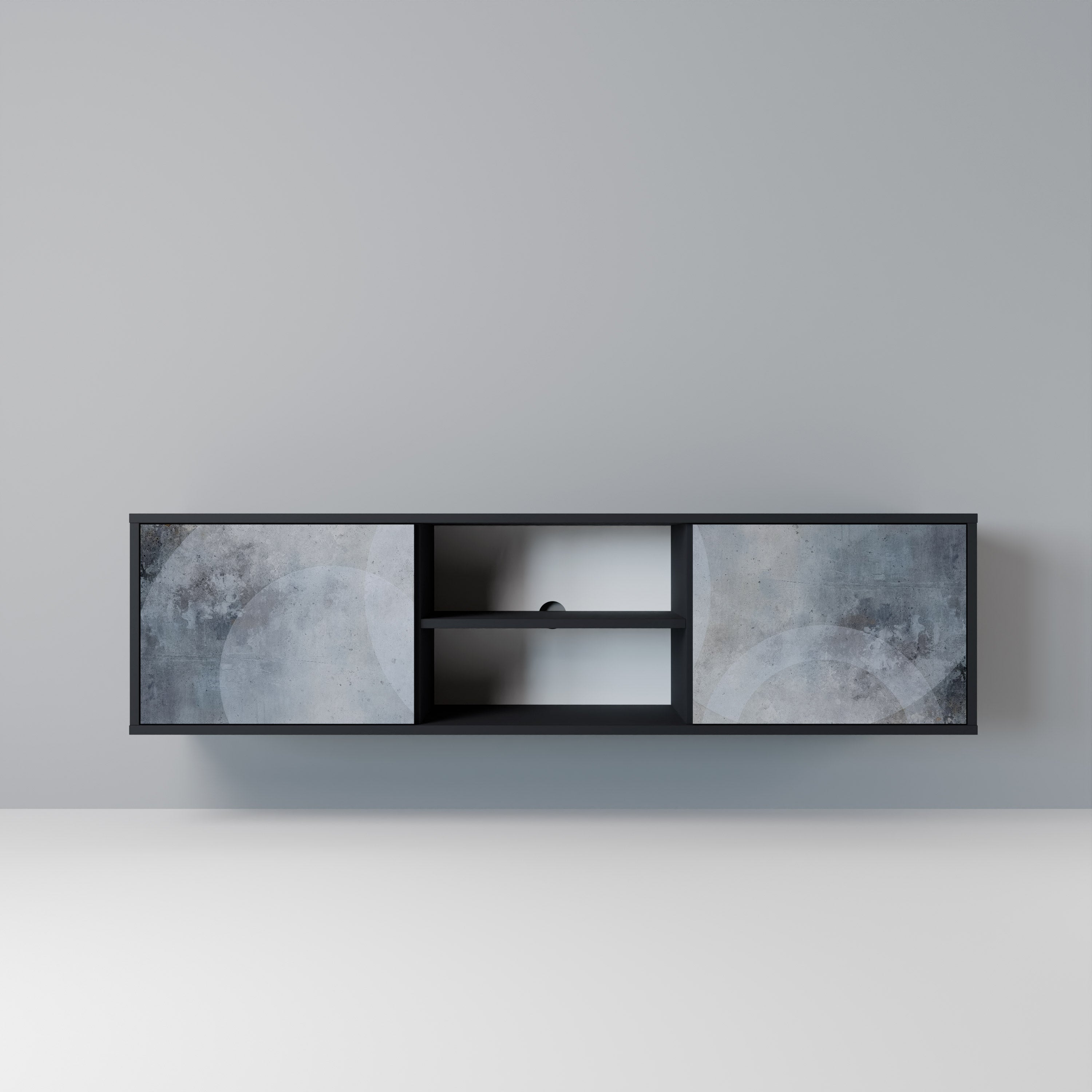 Mueble para TV de 2 puertas MUTED ARC con acabado negro