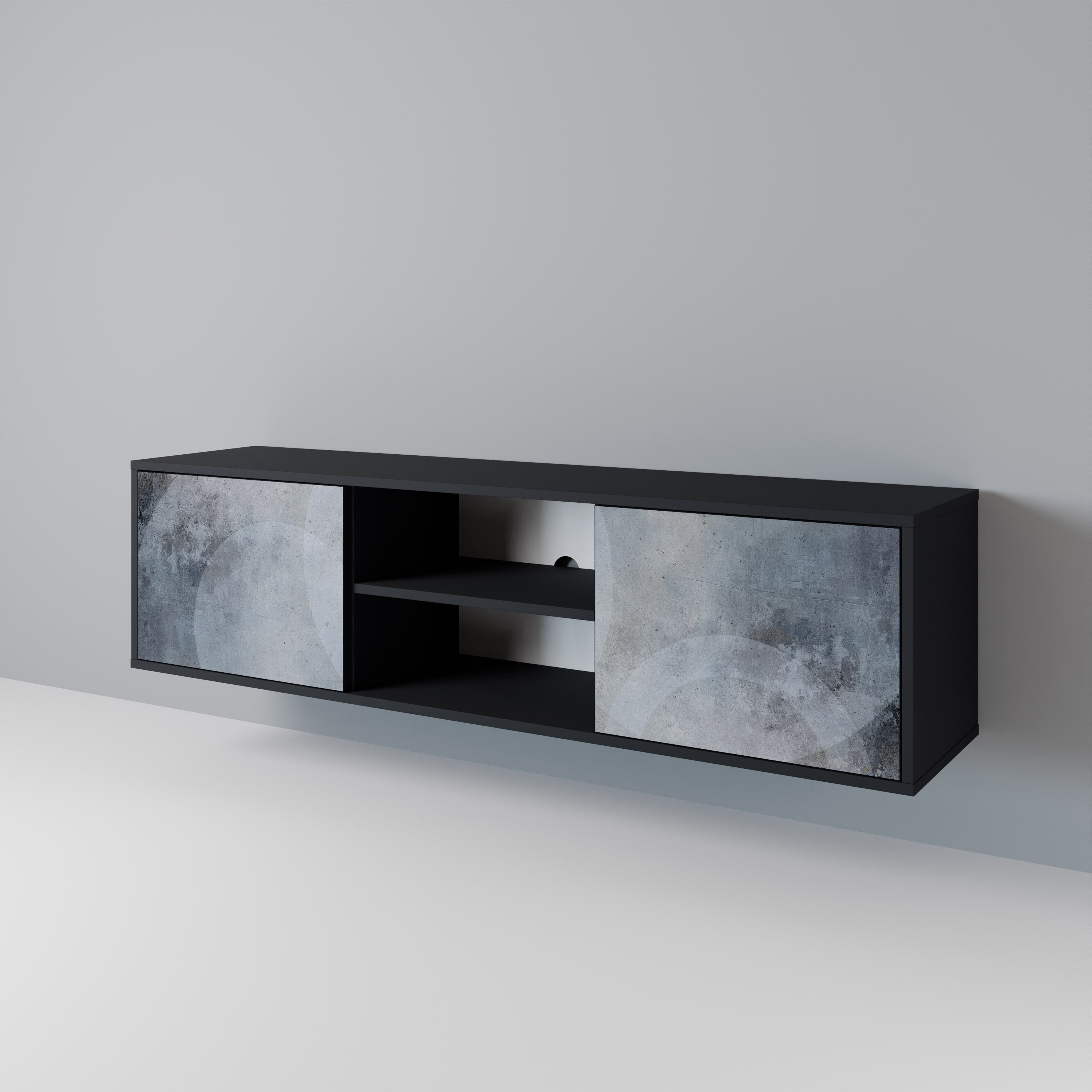 Mueble para TV de 2 puertas MUTED ARC con acabado negro