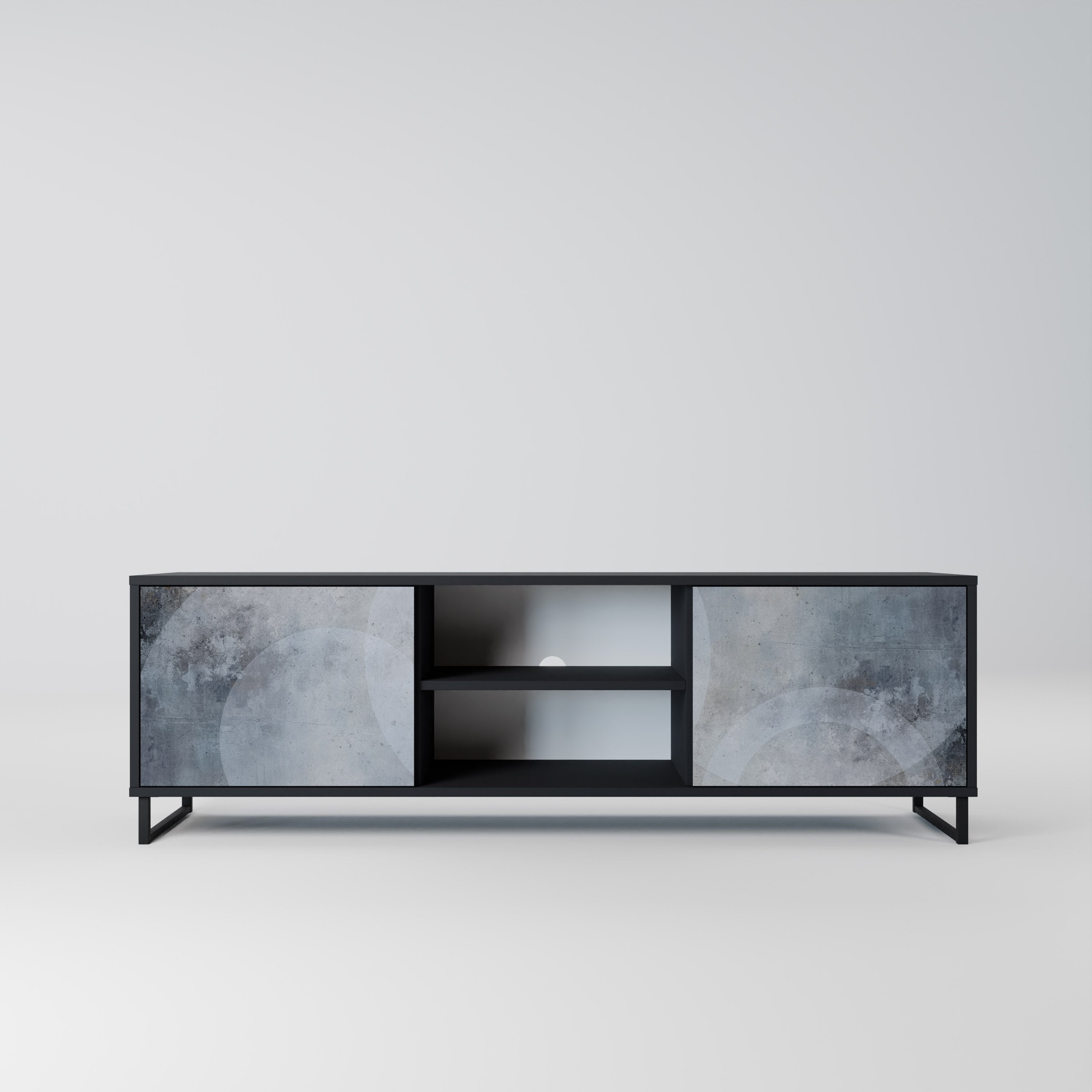 Mueble para TV de 2 puertas MUTED ARC con acabado negro