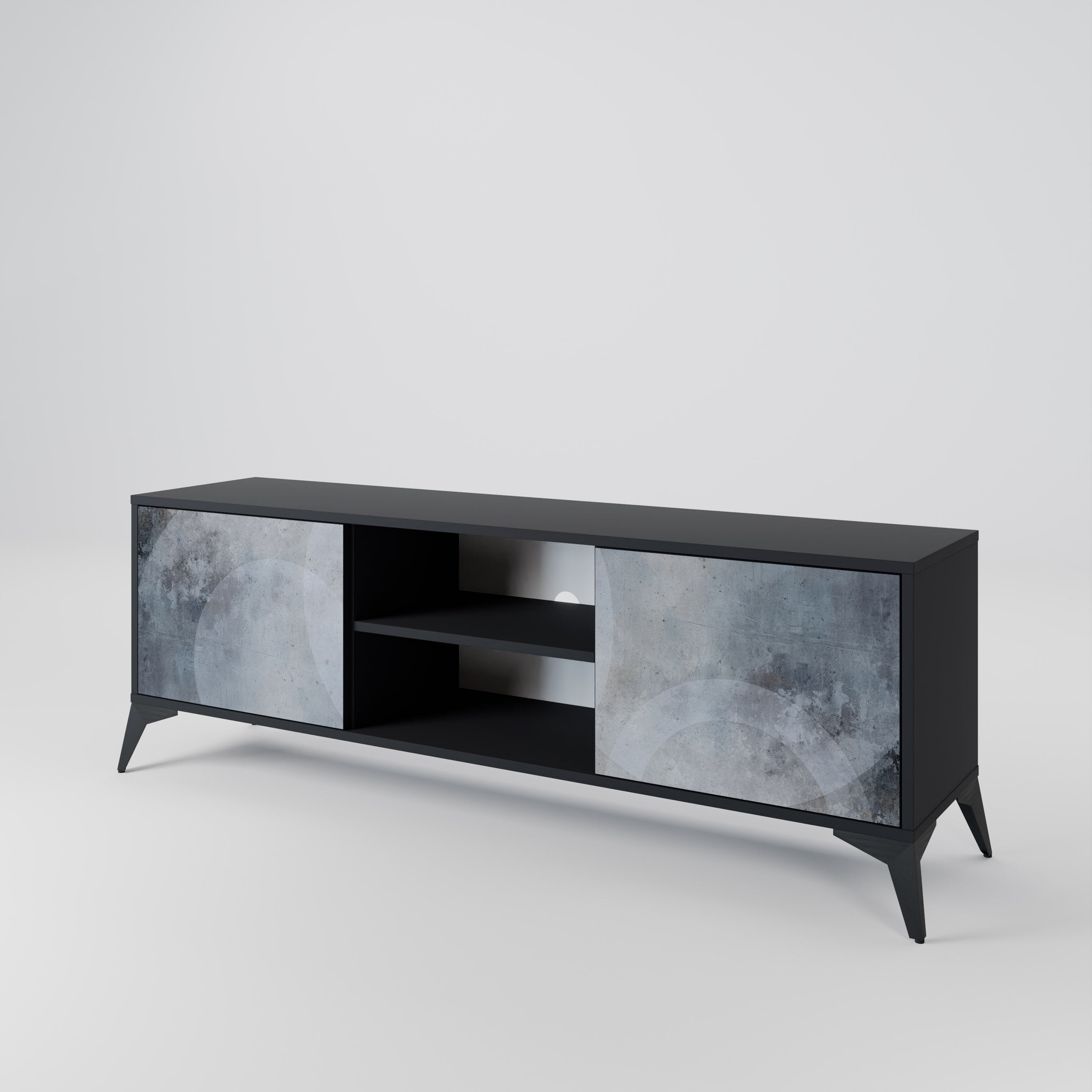 Mueble para TV de 2 puertas MUTED ARC con acabado negro