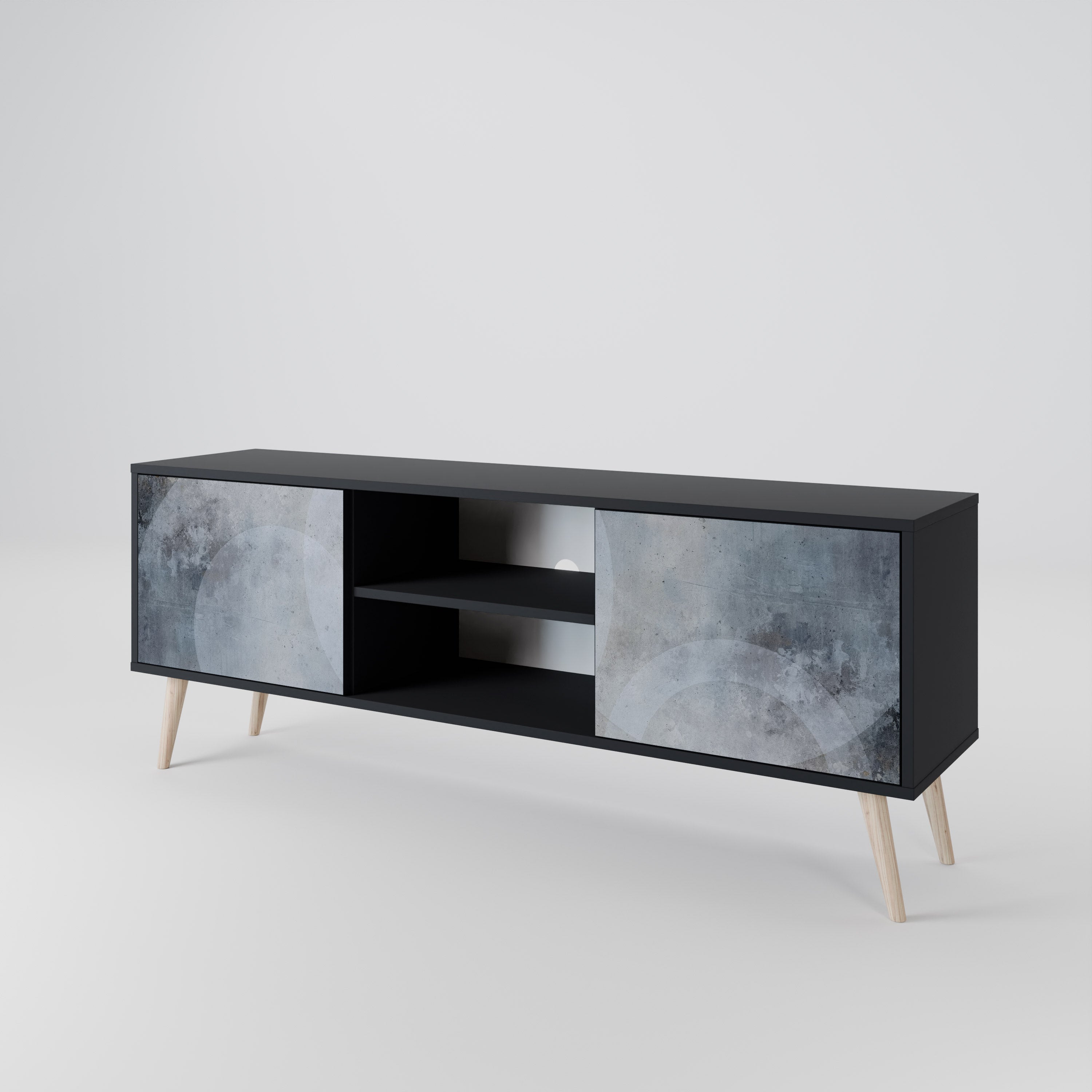 Mueble para TV de 2 puertas MUTED ARC con acabado negro