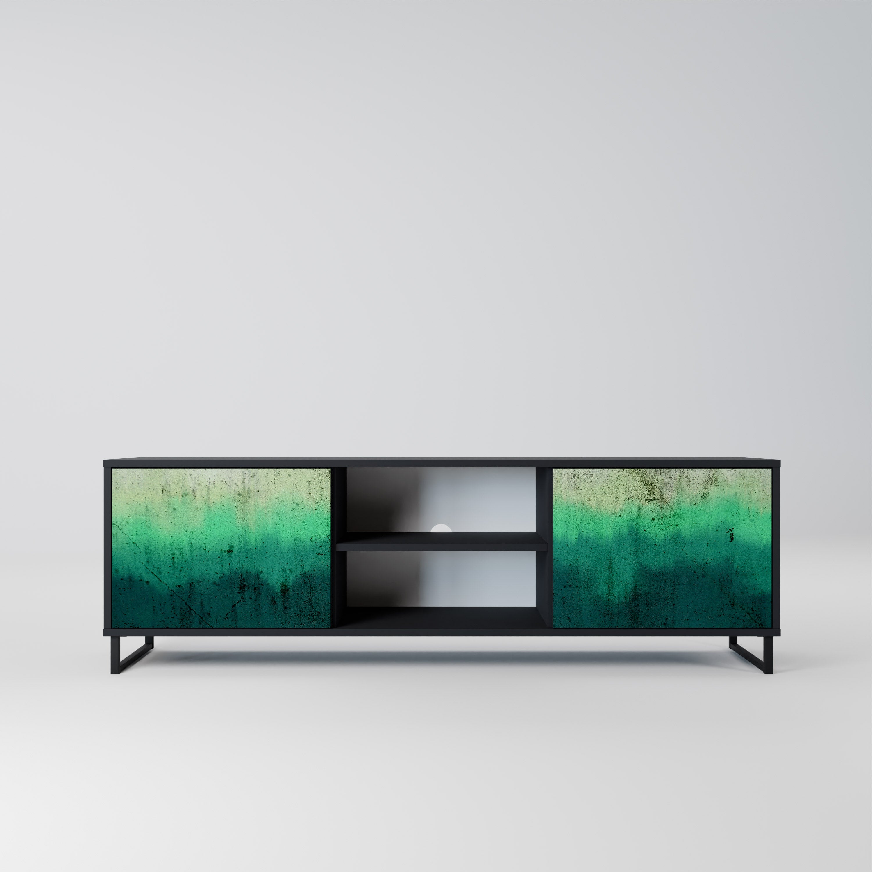 Mueble de TV de 2 puertas NORTHERN LIGHTS con acabado negro