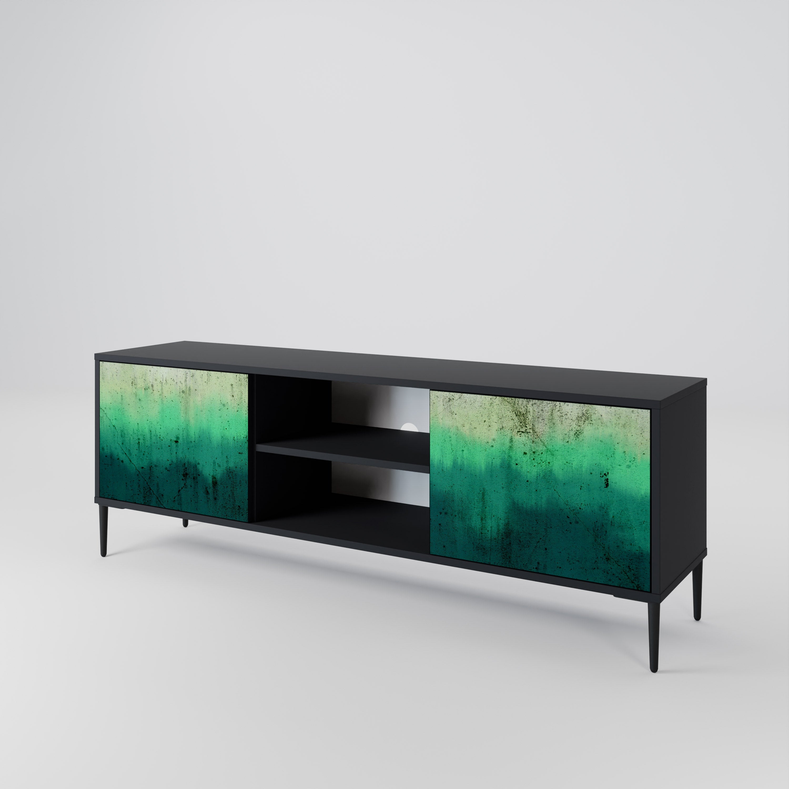 Mueble de TV de 2 puertas NORTHERN LIGHTS con acabado negro