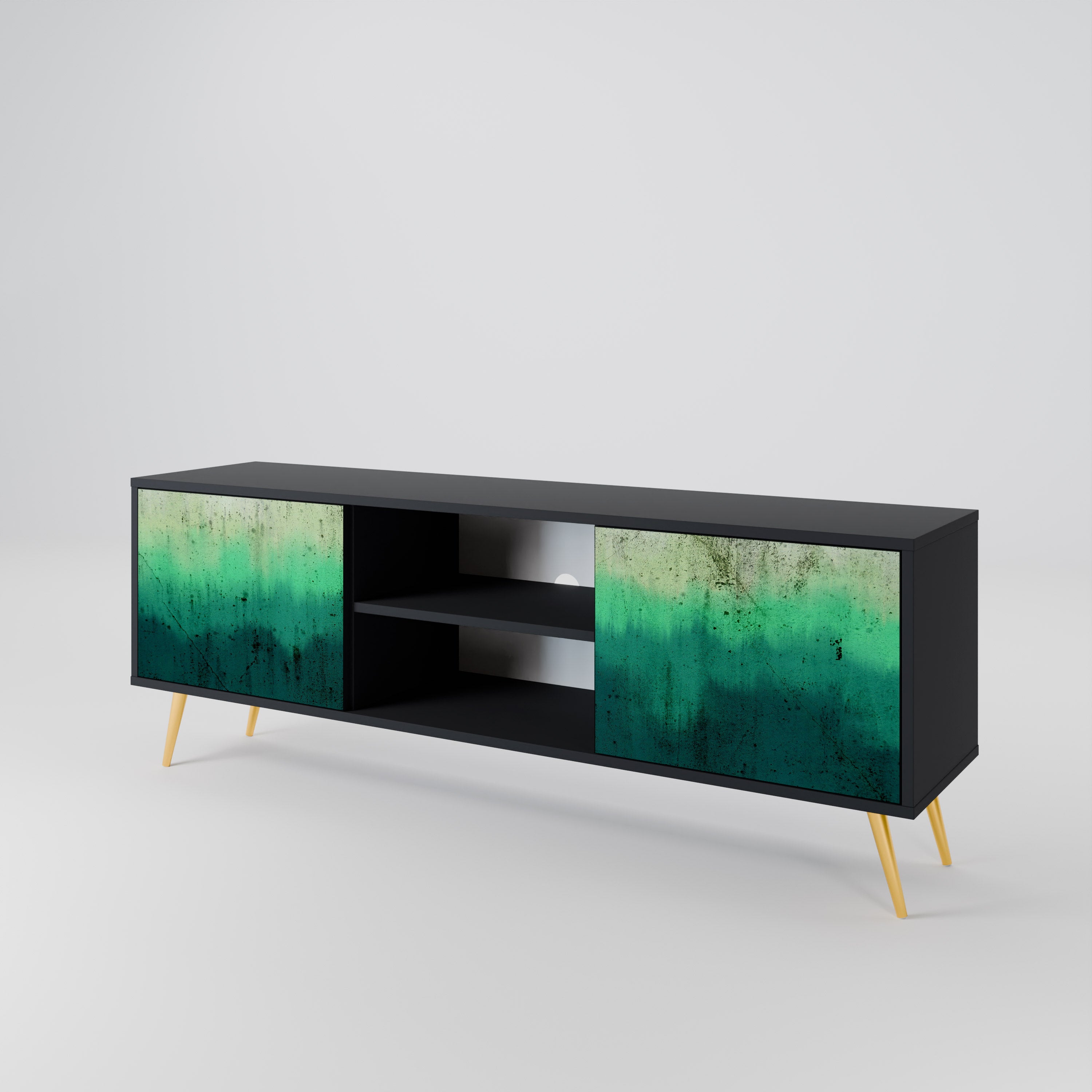 Mueble de TV de 2 puertas NORTHERN LIGHTS con acabado negro