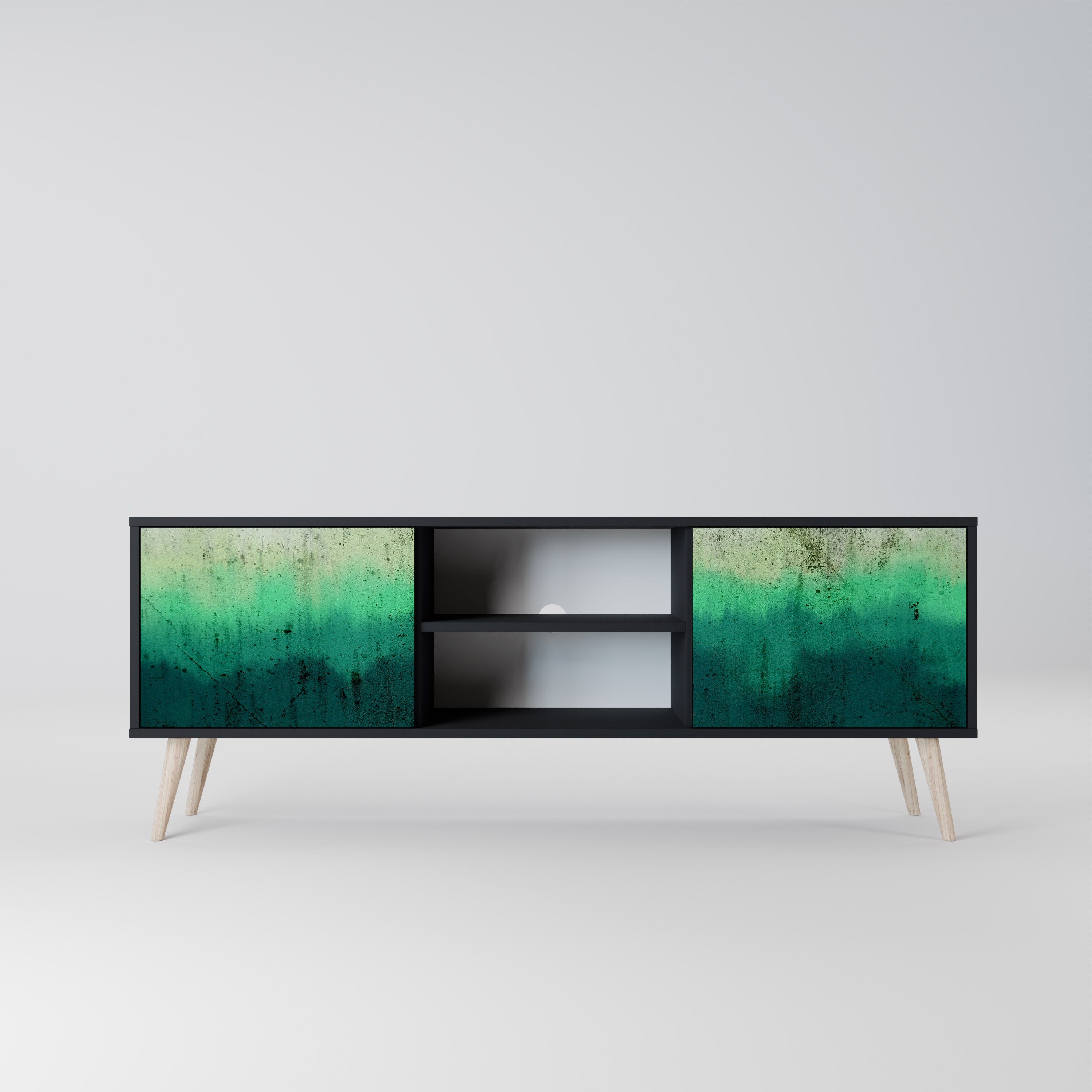 Mueble de TV de 2 puertas NORTHERN LIGHTS con acabado negro