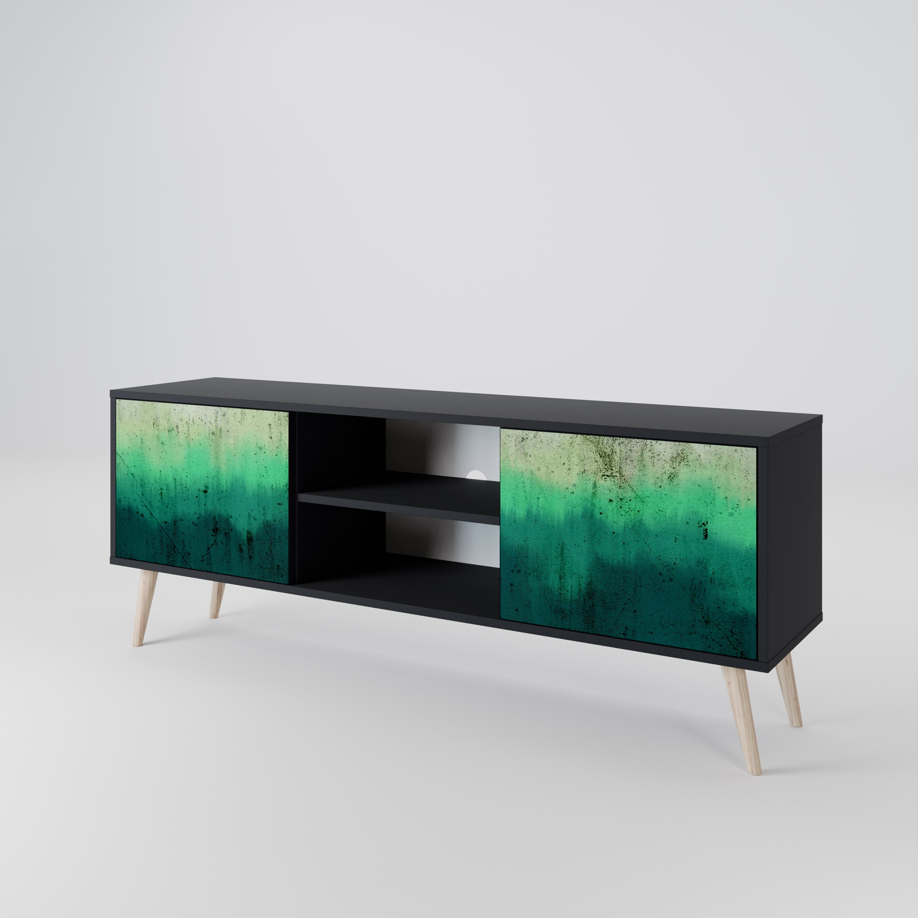 Mueble de TV de 2 puertas NORTHERN LIGHTS con acabado negro