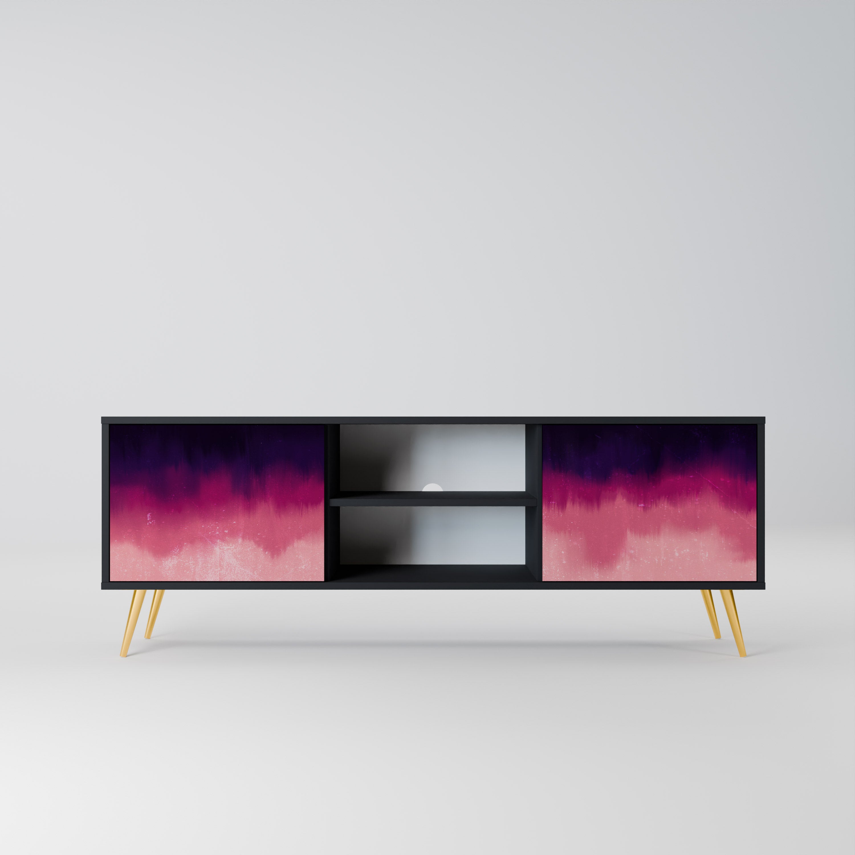 Mueble de TV AURORA BOREALIS de 2 puertas con acabado negro