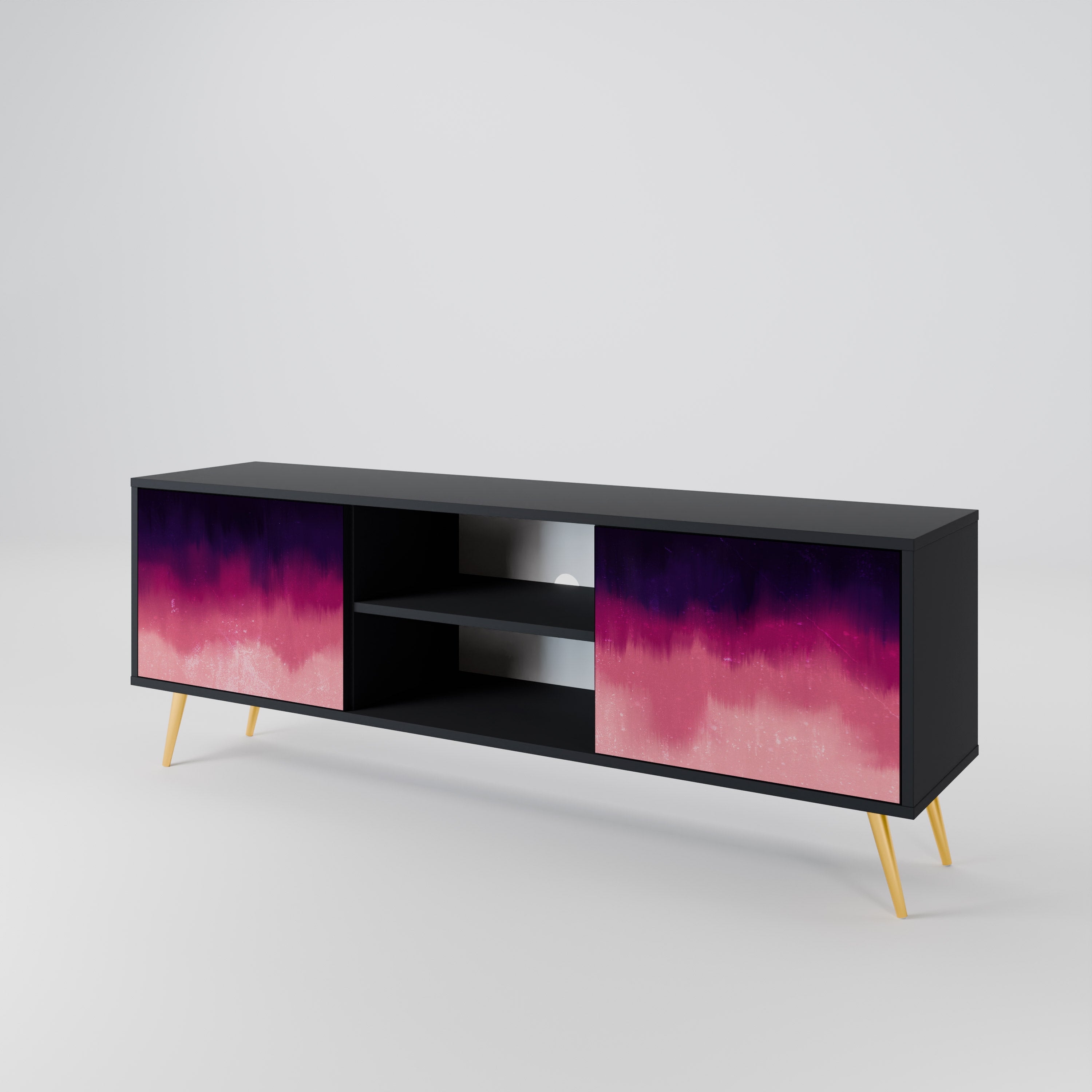 Mueble de TV AURORA BOREALIS de 2 puertas con acabado negro