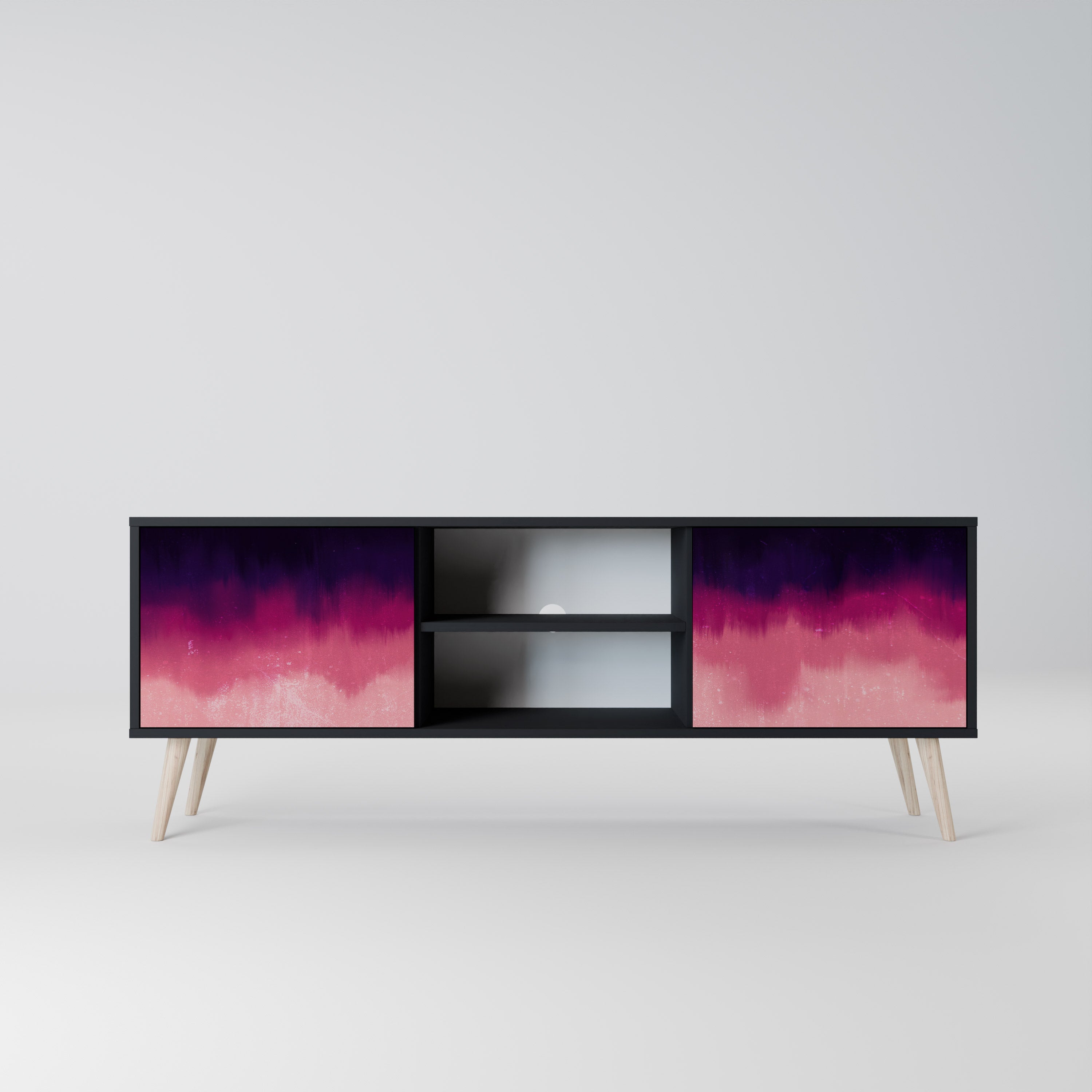 Mueble de TV AURORA BOREALIS de 2 puertas con acabado negro