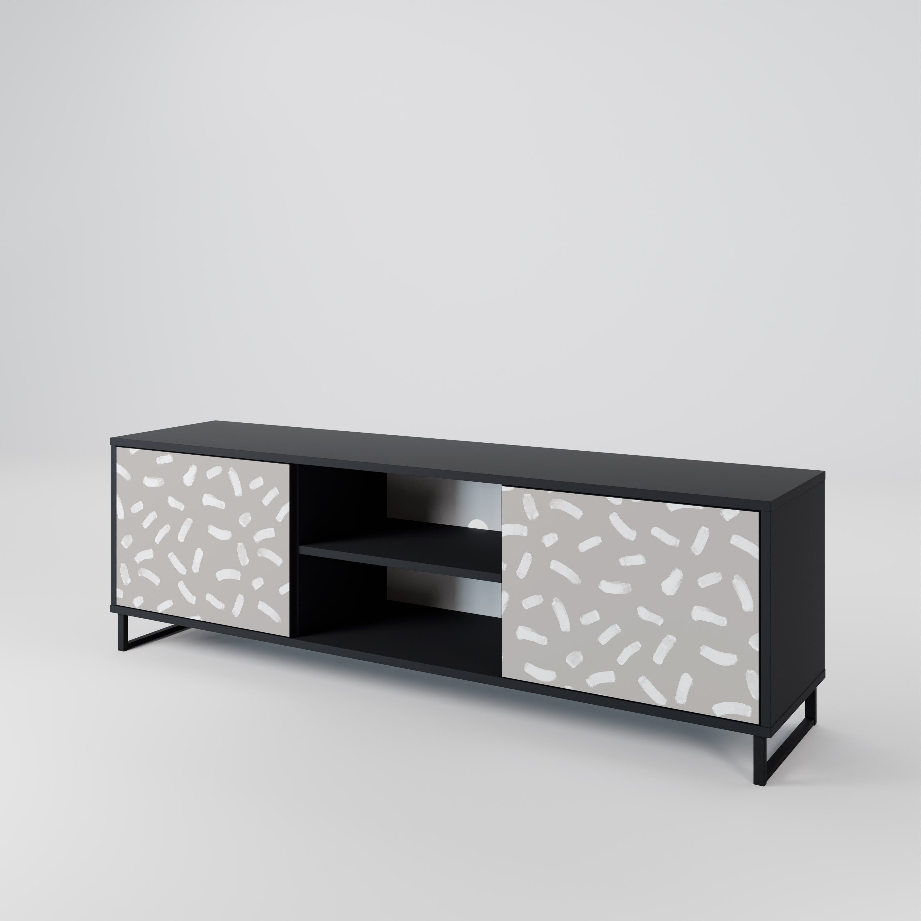 Mueble de TV PASSING SECONDS de 2 puertas con acabado negro