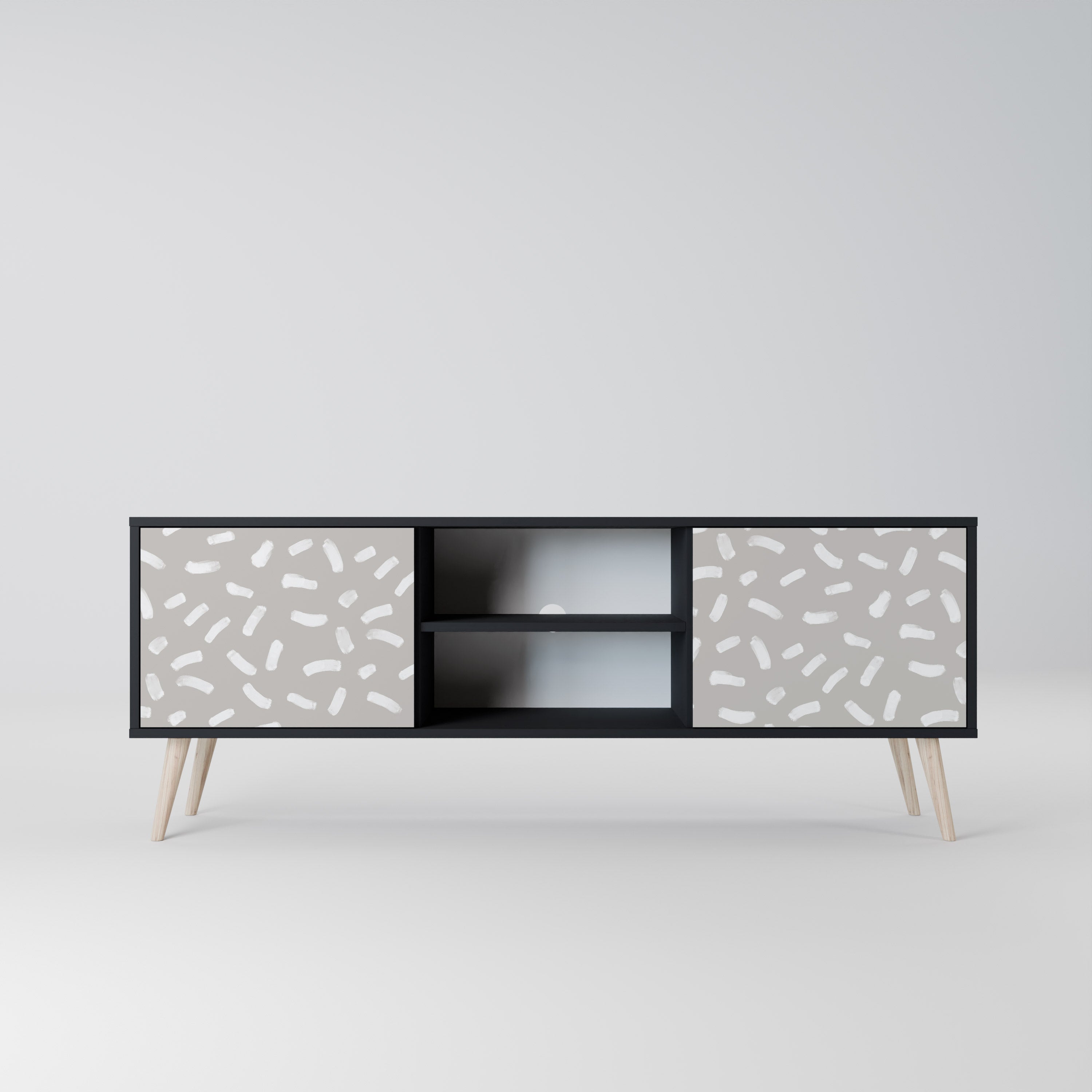 Mueble de TV PASSING SECONDS de 2 puertas con acabado negro