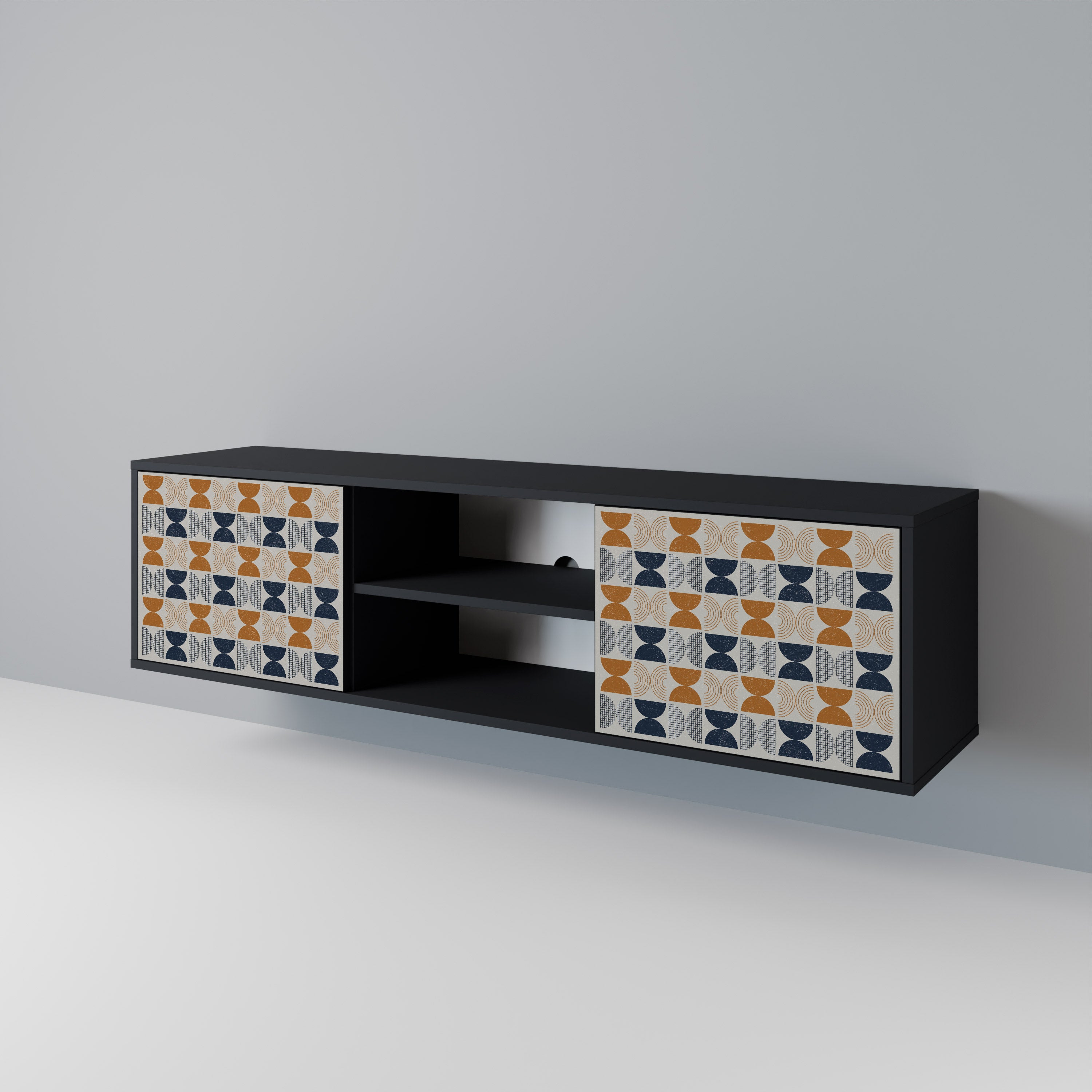 Mueble de TV de 2 puertas REFLECTION RANGE en acabado negro