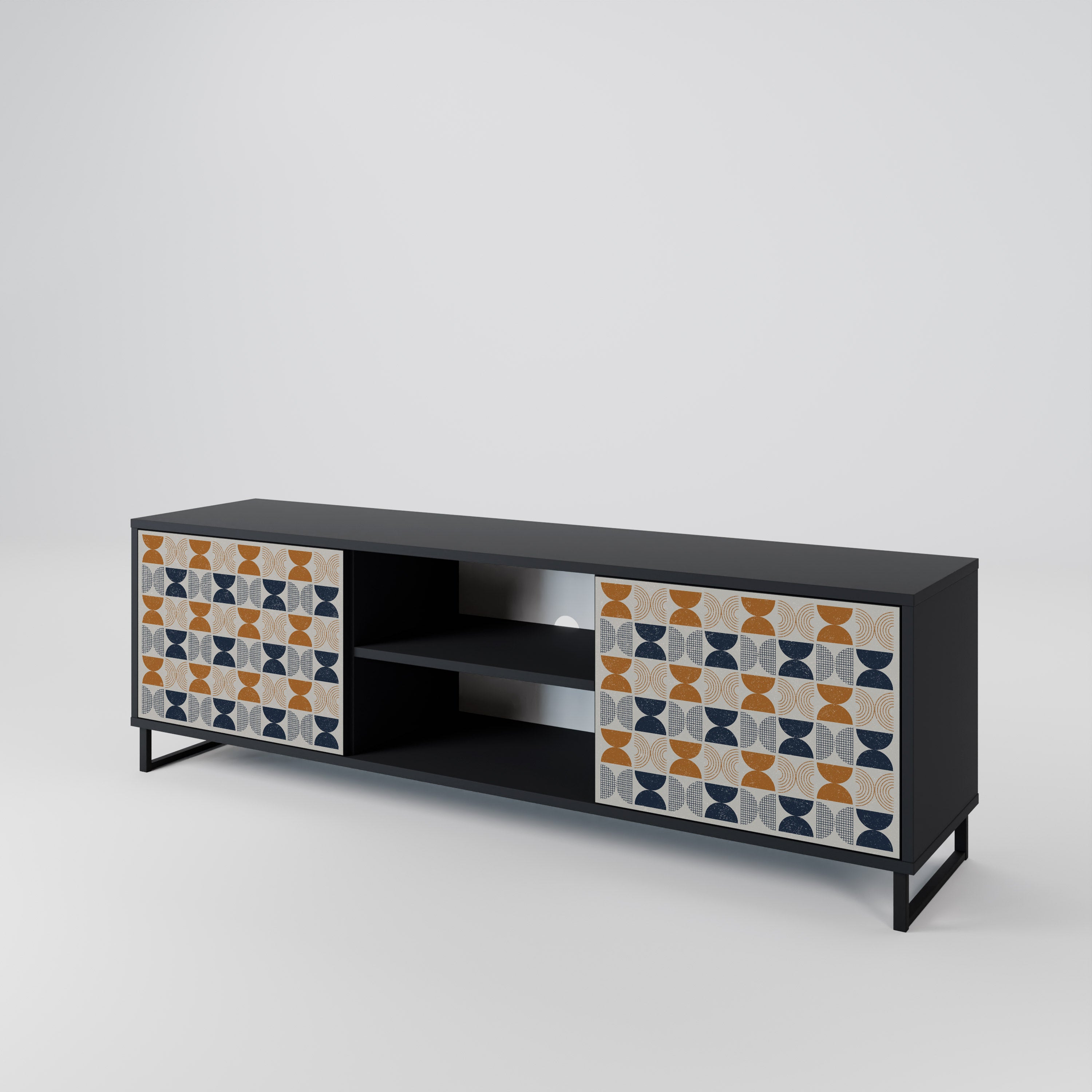 Mueble de TV de 2 puertas REFLECTION RANGE en acabado negro