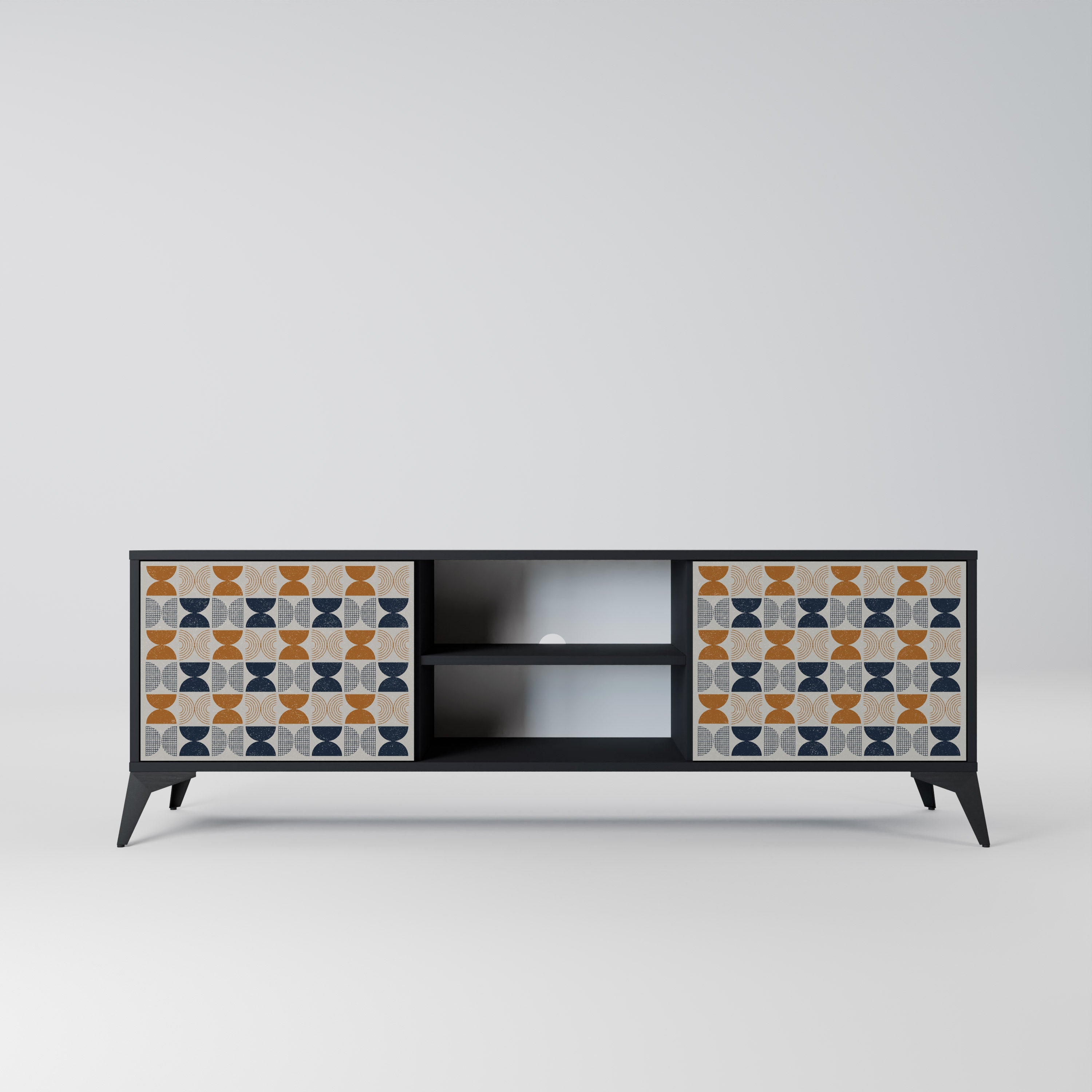 Mueble de TV de 2 puertas REFLECTION RANGE en acabado negro