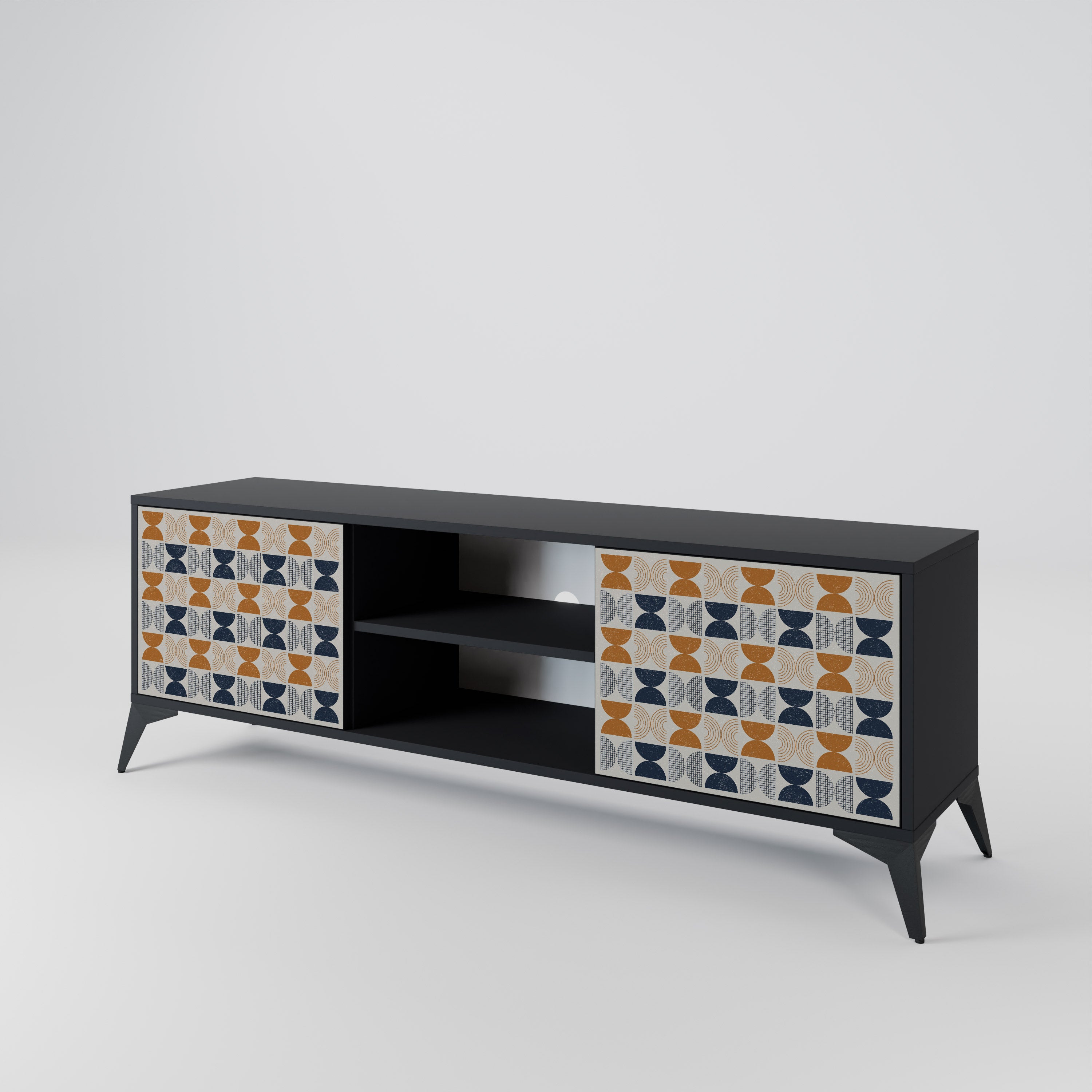 Mueble de TV de 2 puertas REFLECTION RANGE en acabado negro