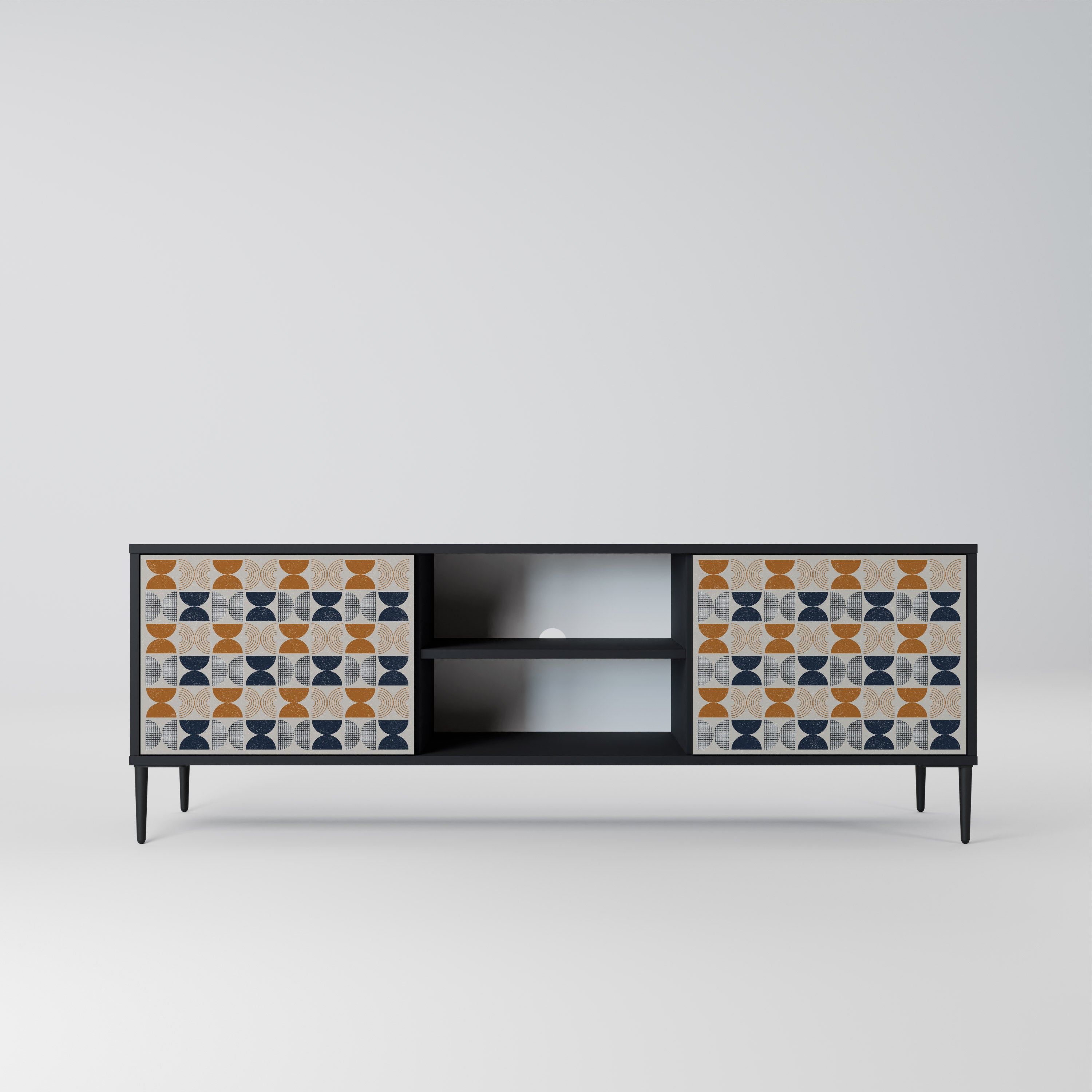 Mueble de TV de 2 puertas REFLECTION RANGE en acabado negro