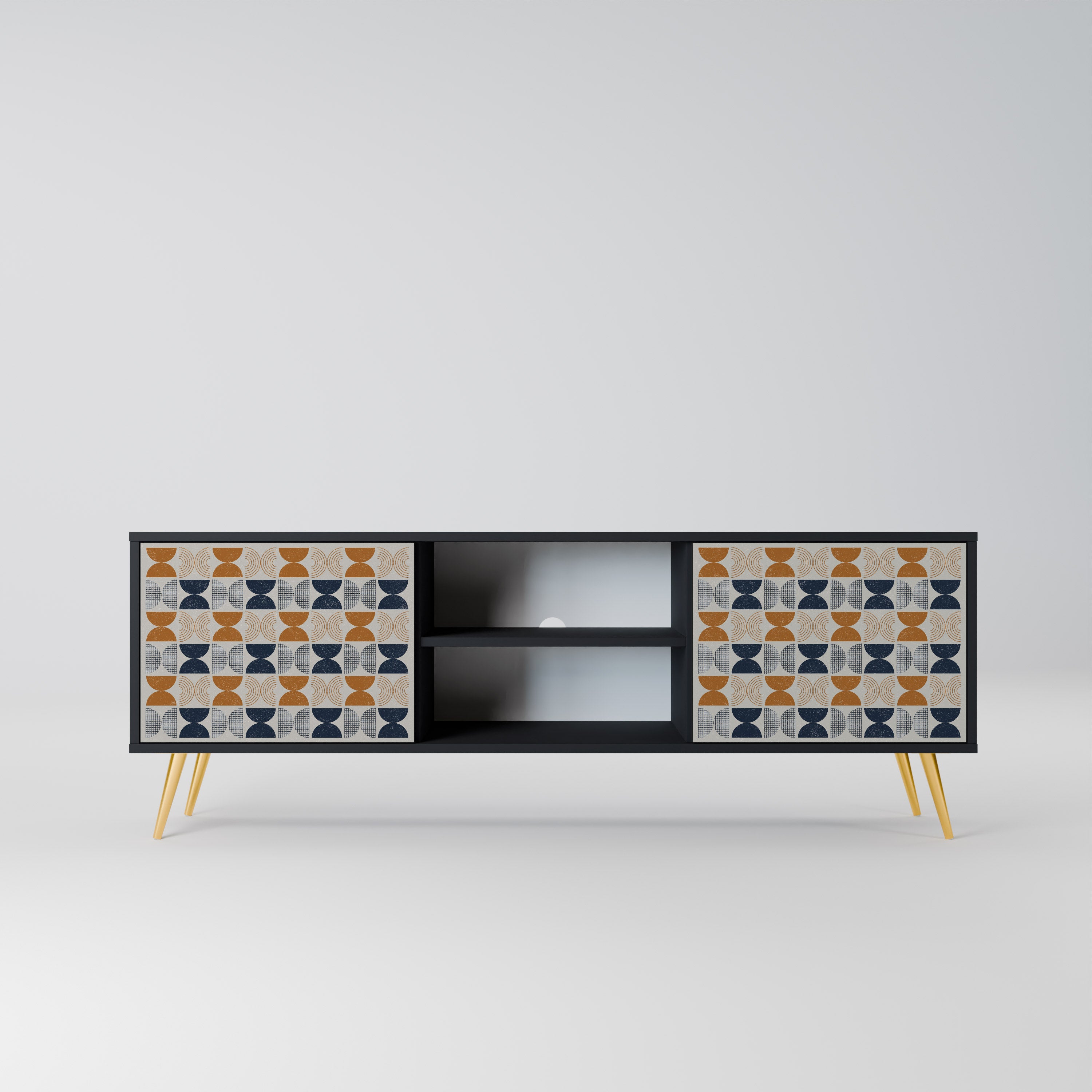 Mueble de TV de 2 puertas REFLECTION RANGE en acabado negro