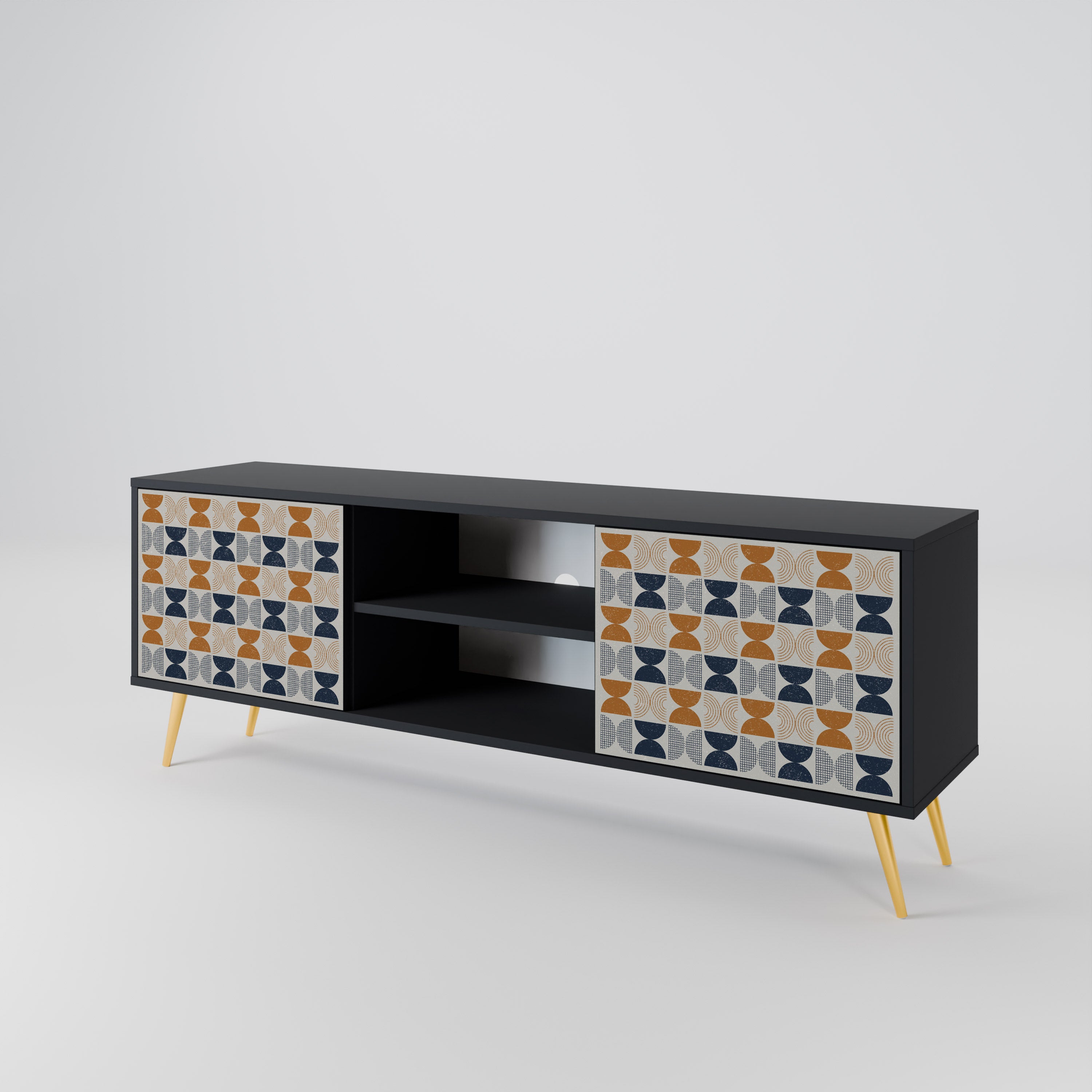Mueble de TV de 2 puertas REFLECTION RANGE en acabado negro