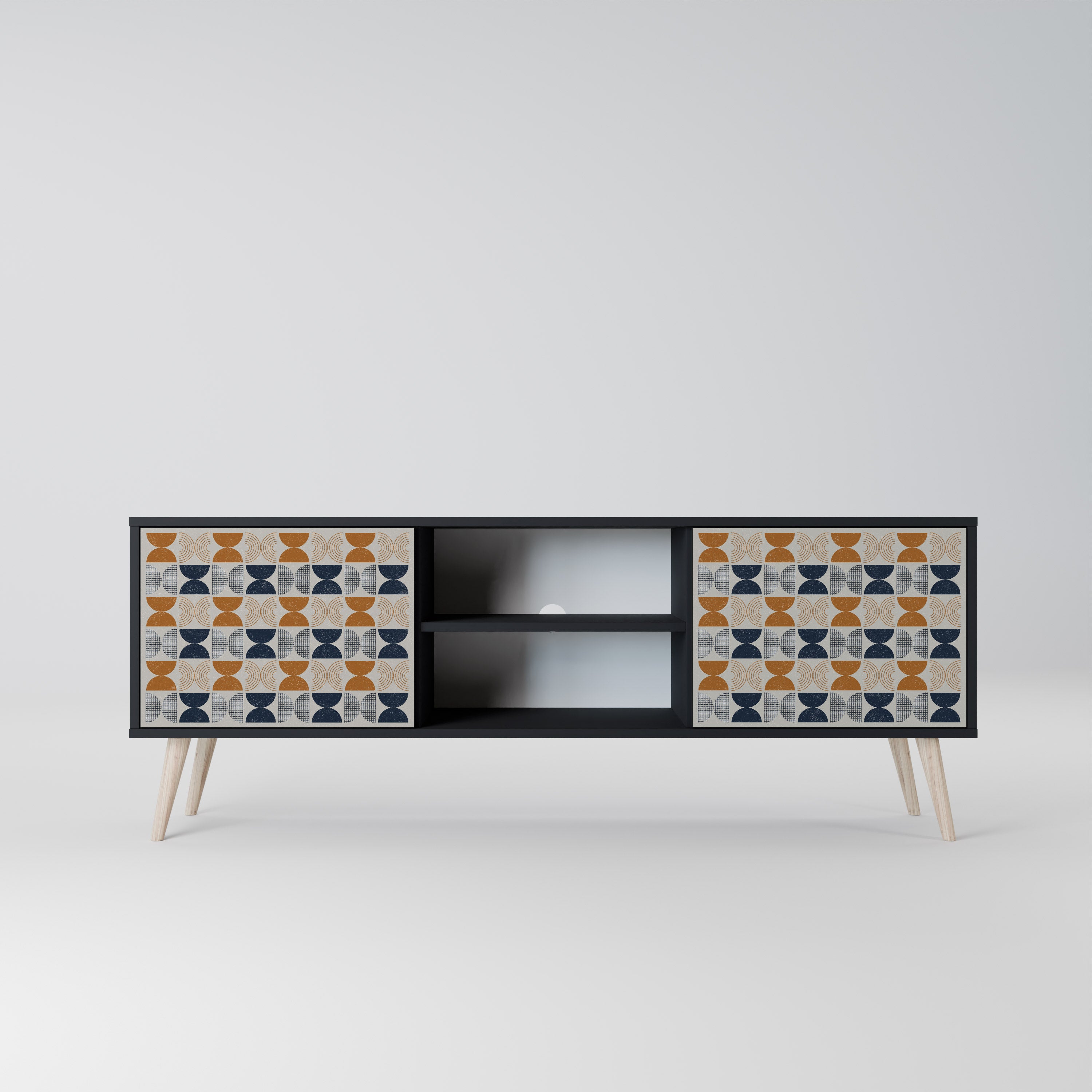 Mueble de TV de 2 puertas REFLECTION RANGE en acabado negro