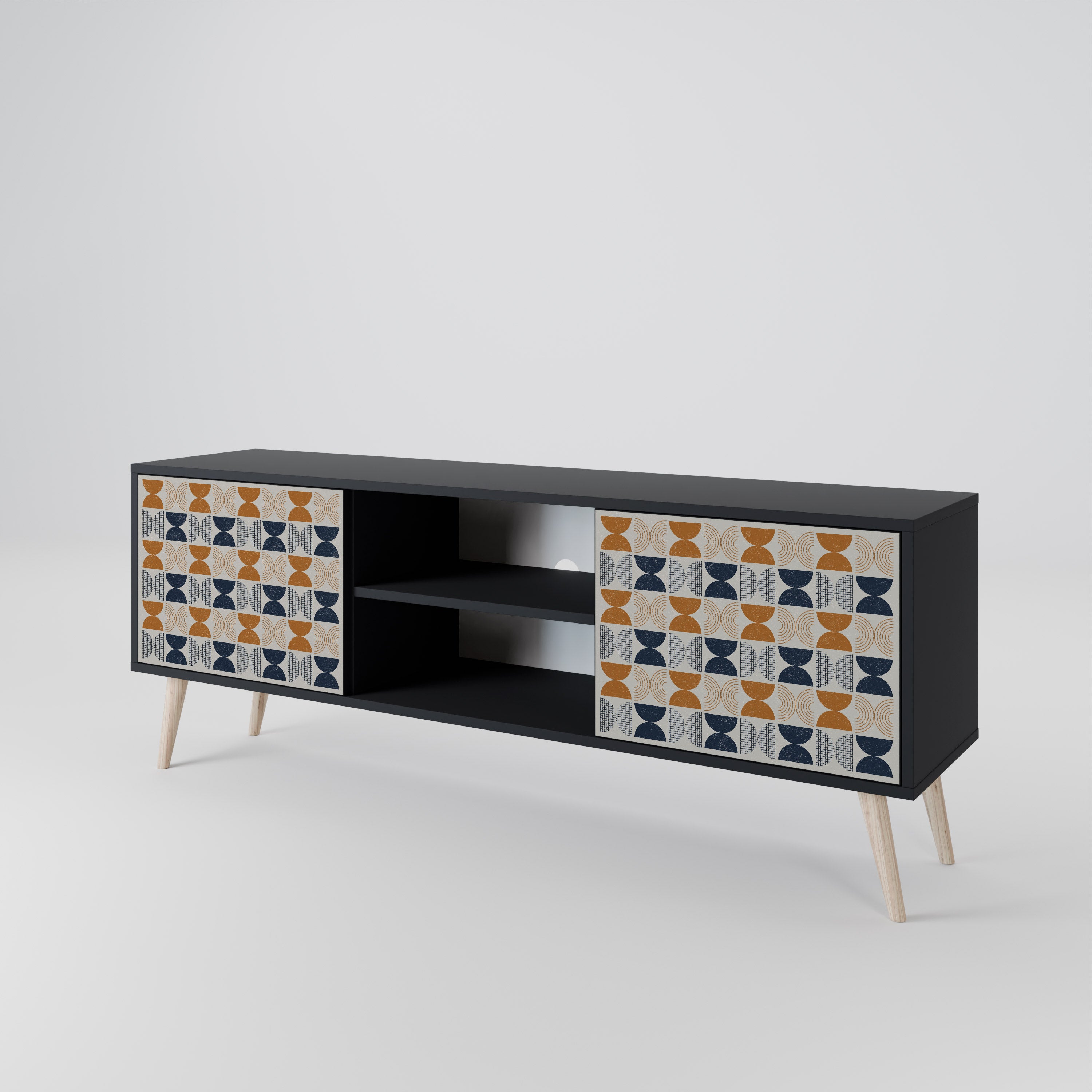 Mueble de TV de 2 puertas REFLECTION RANGE en acabado negro