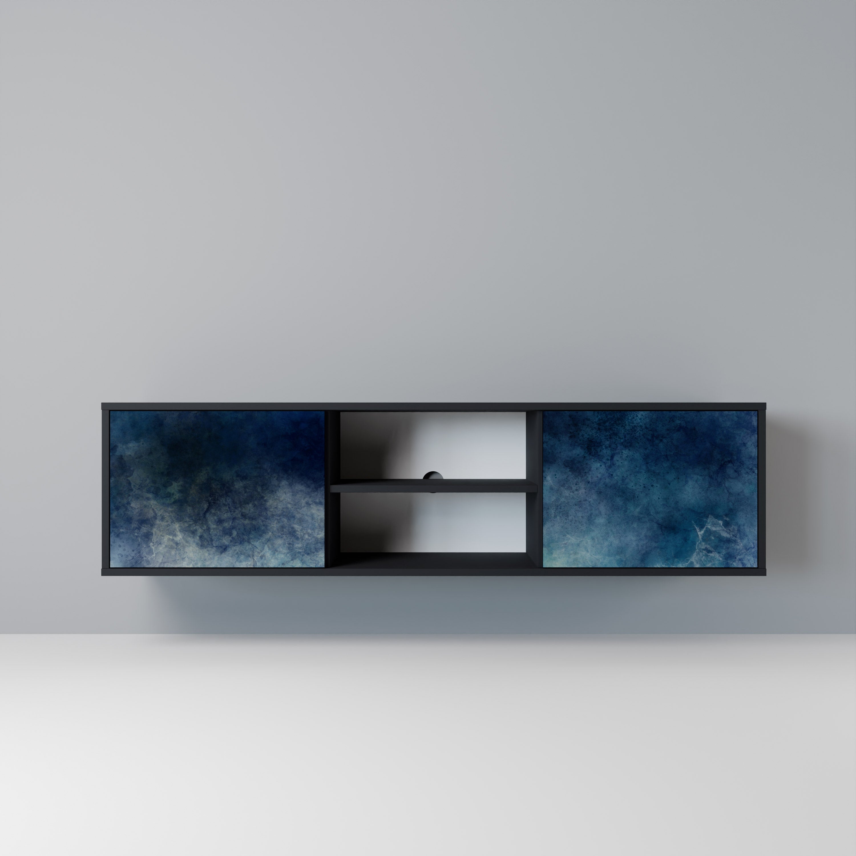 Mueble de TV de 2 puertas CELESTIAL FALL en acabado negro