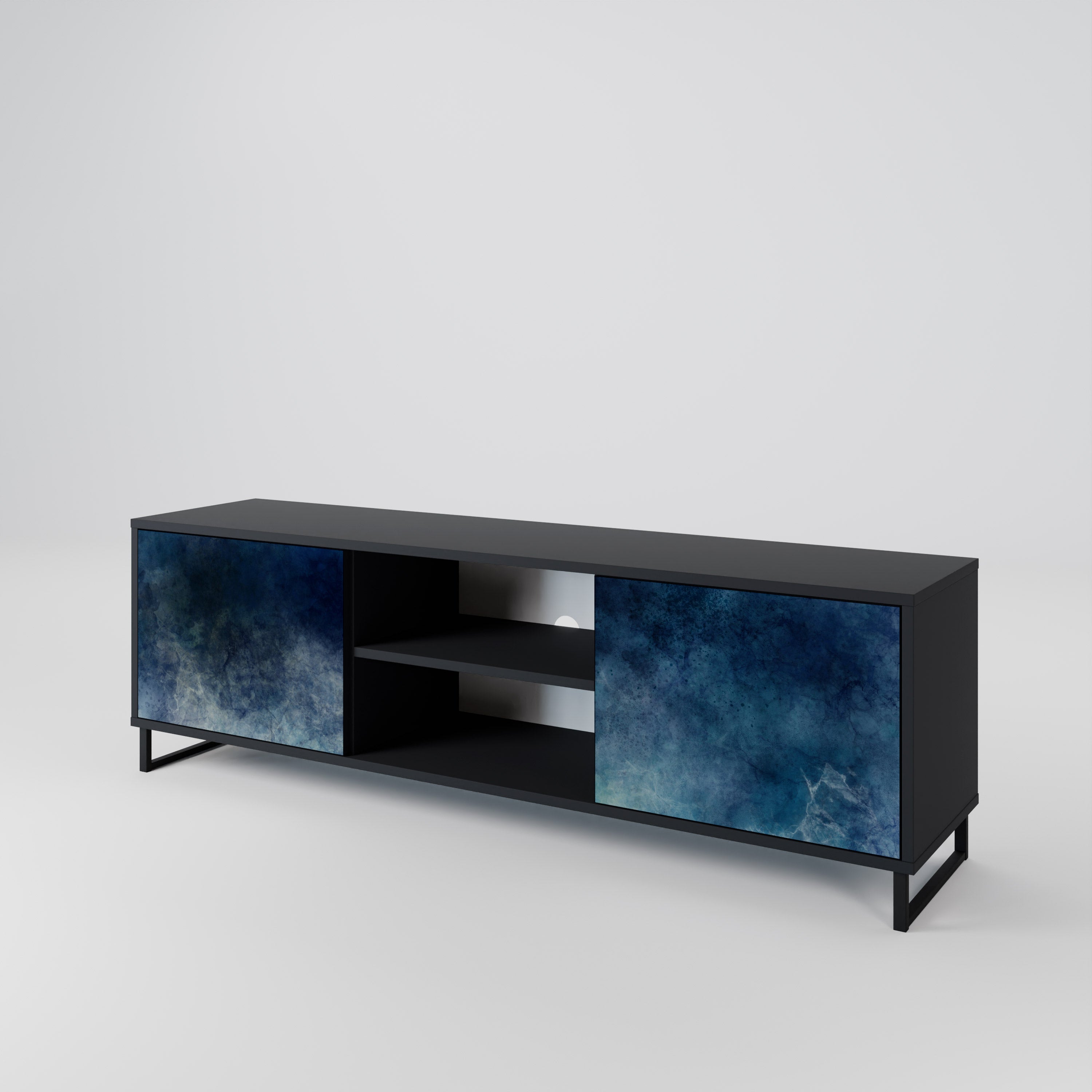 Mueble de TV de 2 puertas CELESTIAL FALL en acabado negro